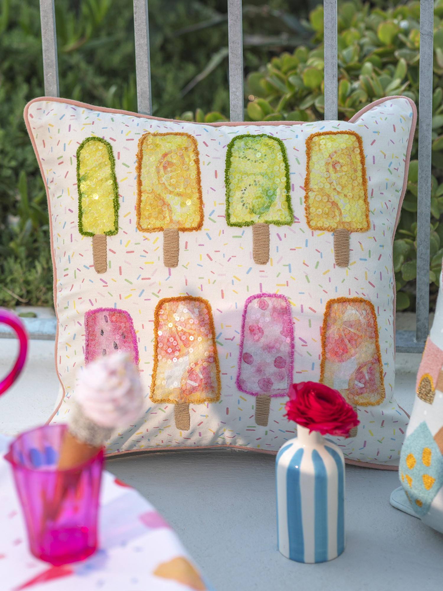 Ice cream embroidery cushion 45x45cm, Multicolor, large image number 3
