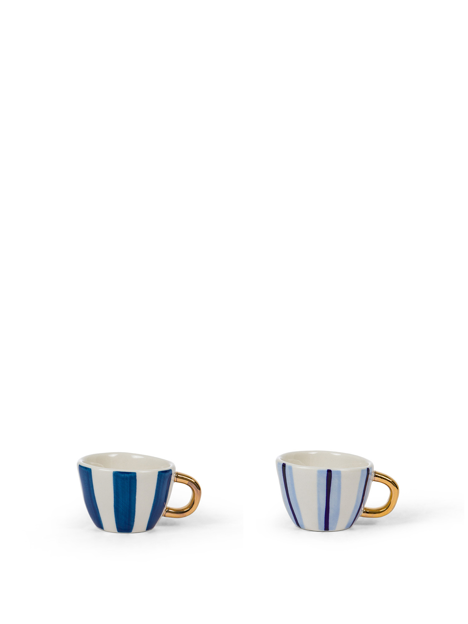 Tazza da caffè stoneware a righe, Bianco/Azzurro, large image number 0