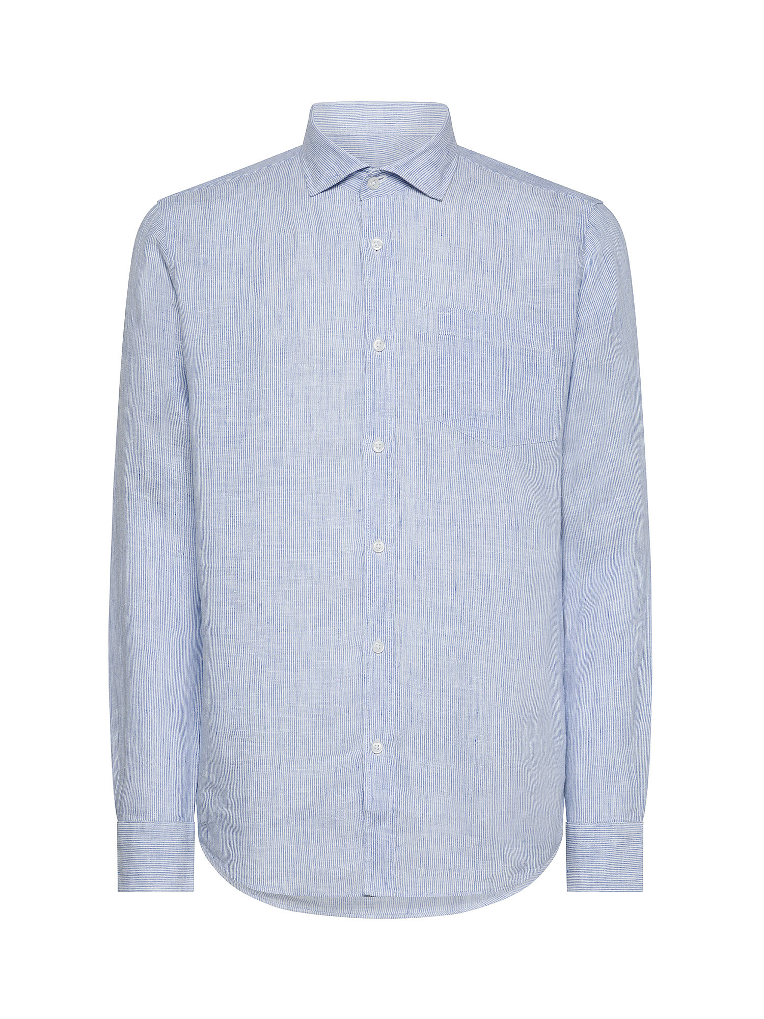 Luca D'Altieri - Camicia tailor fit in puro lino, Blu, large image number 0