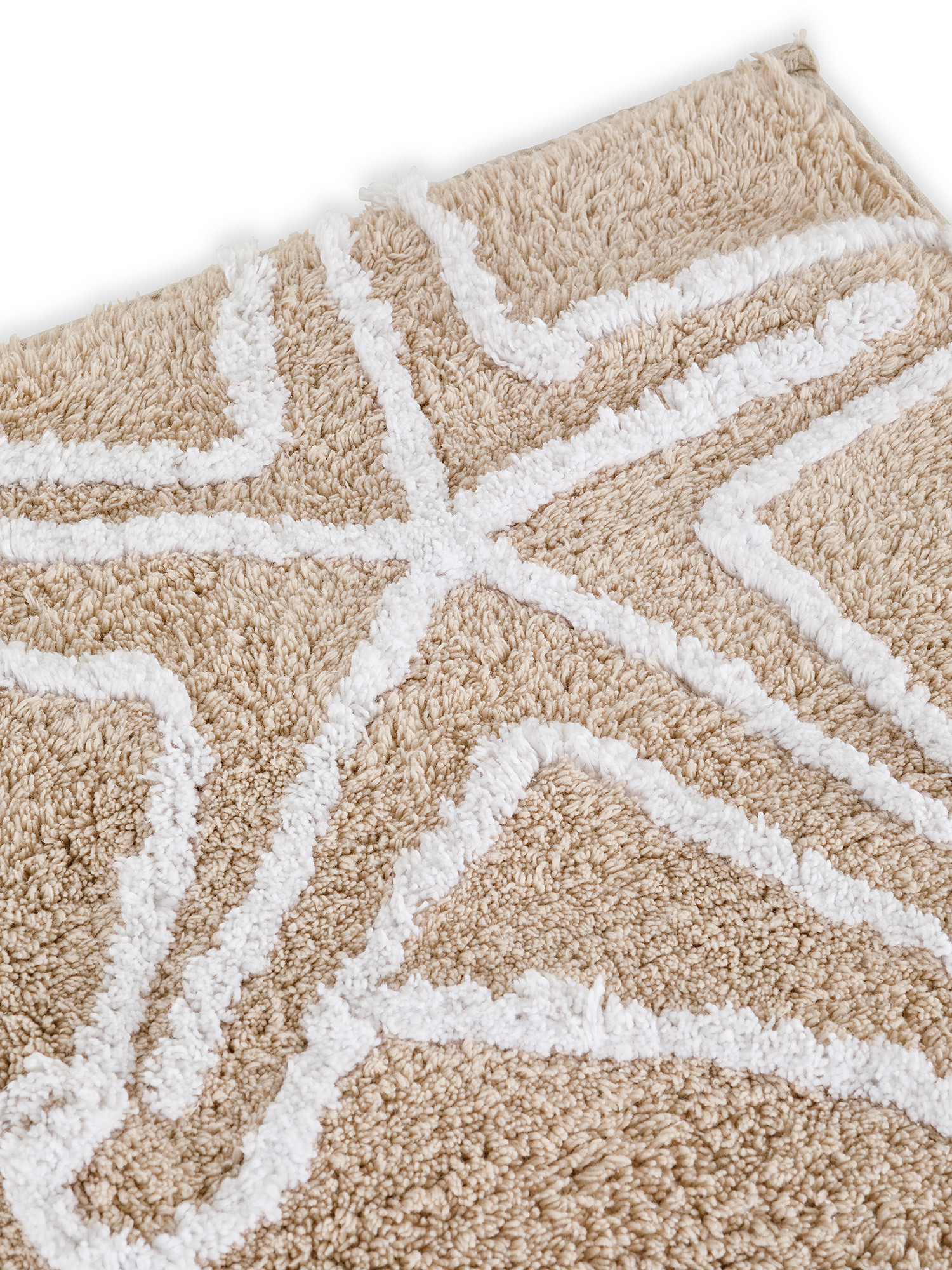 Tappeto bagno cotone motivo conchiglie, Beige, large image number 1