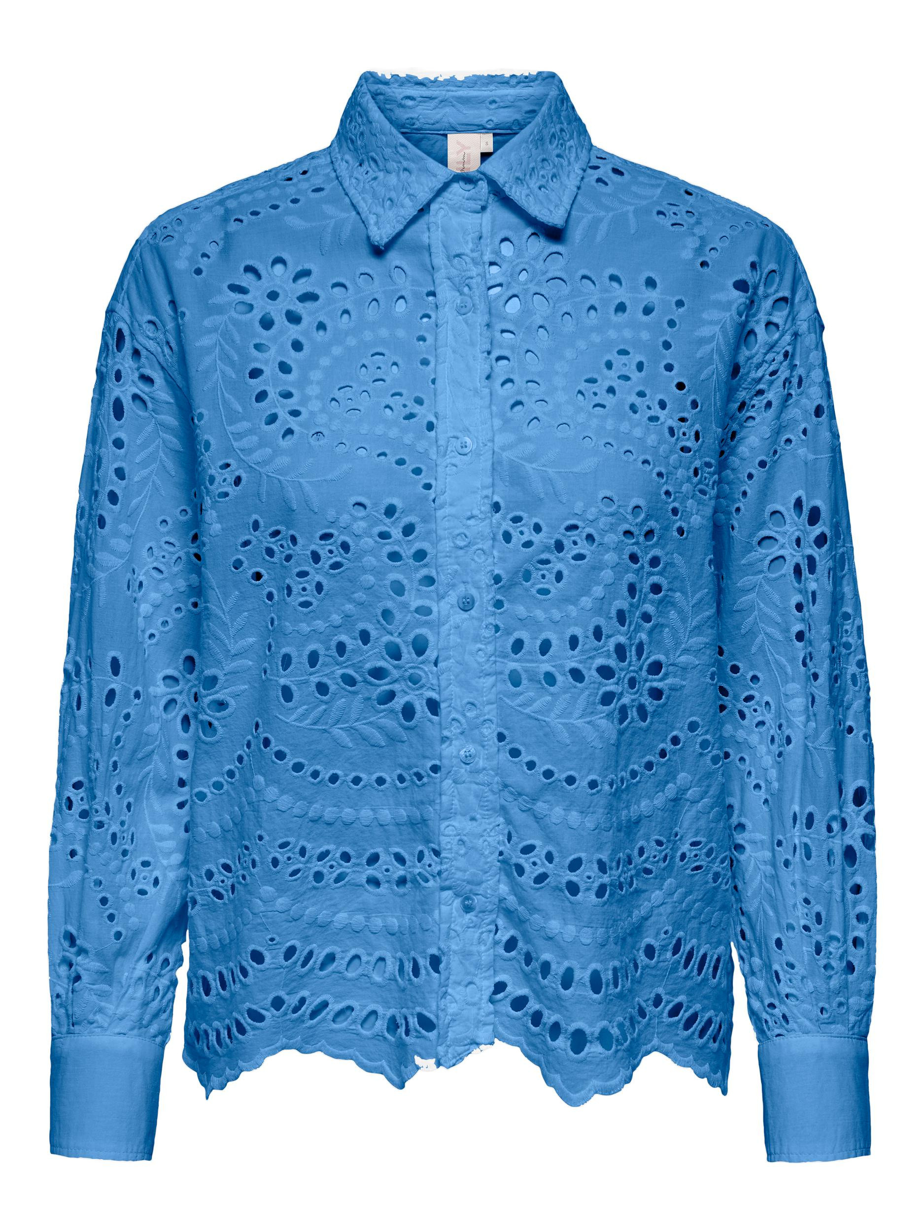 Only - Camicia boxy fit in pizzo, Azzurro, large image number 0