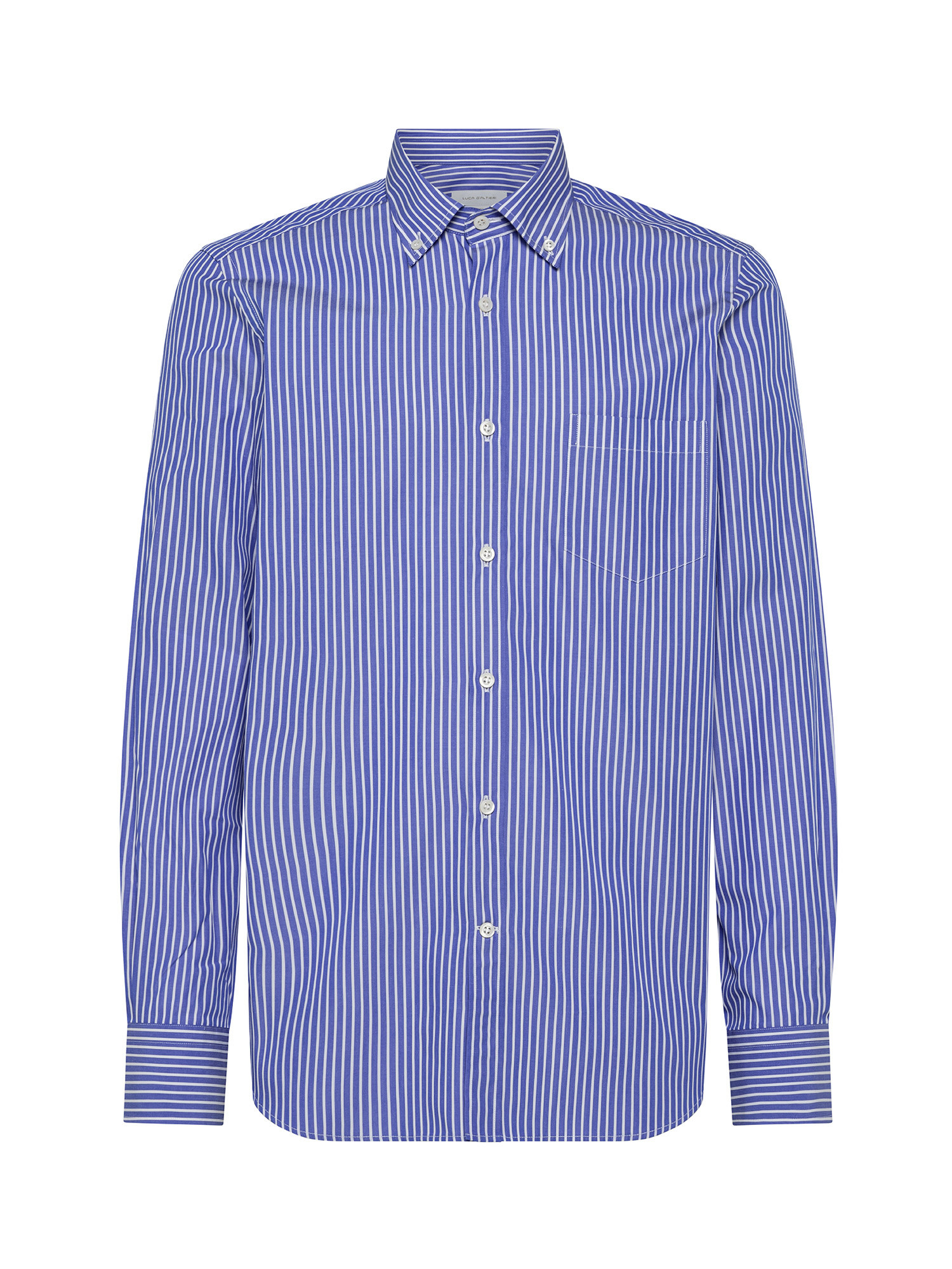 Slim fit shirt in pure cotton, Blue, large image number 1
