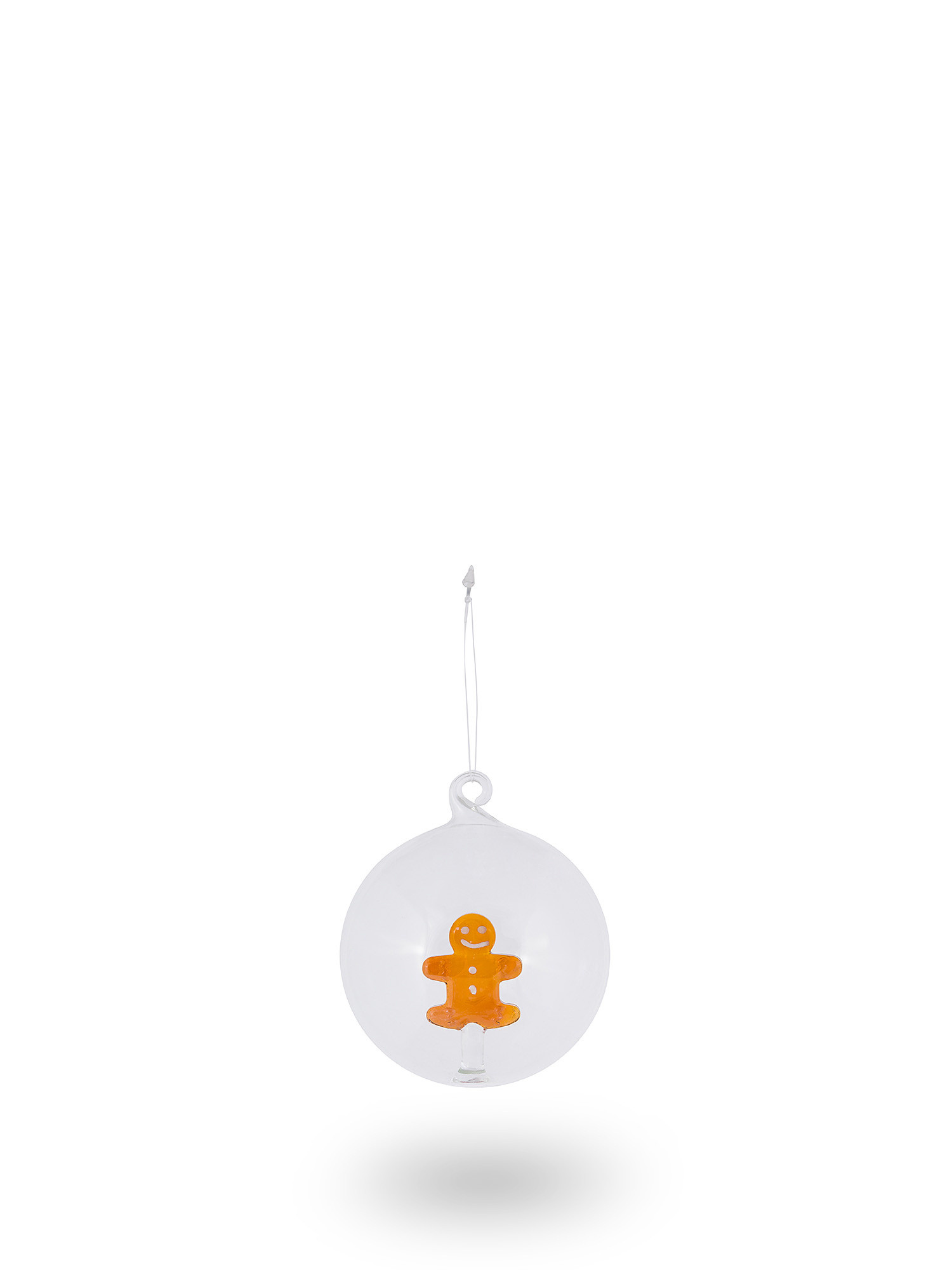 Glass sphere with gingerbread man detail, Light Brown, large image number 0