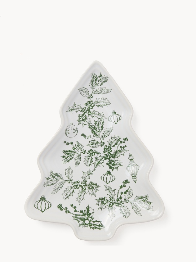 Christmas tree-shaped stoneware saucer