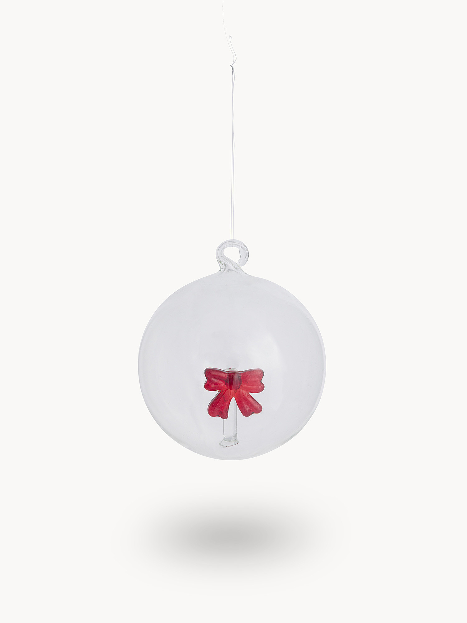 Glass sphere with red bow detail, Red, large image number 0