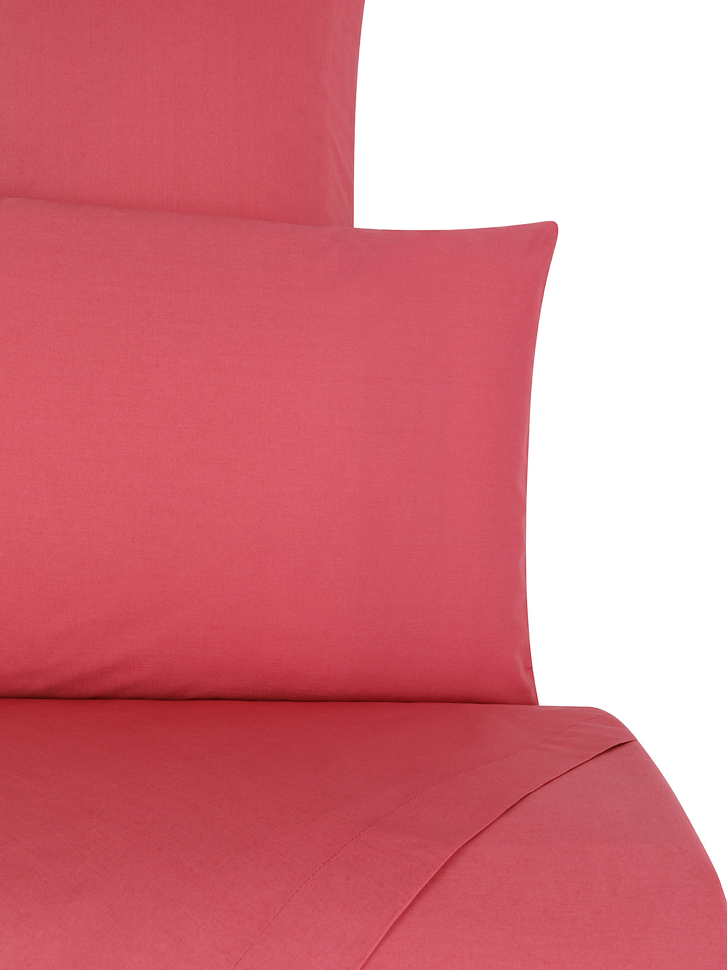 Solid color cotton percale sheet set, Pink, large image number 1