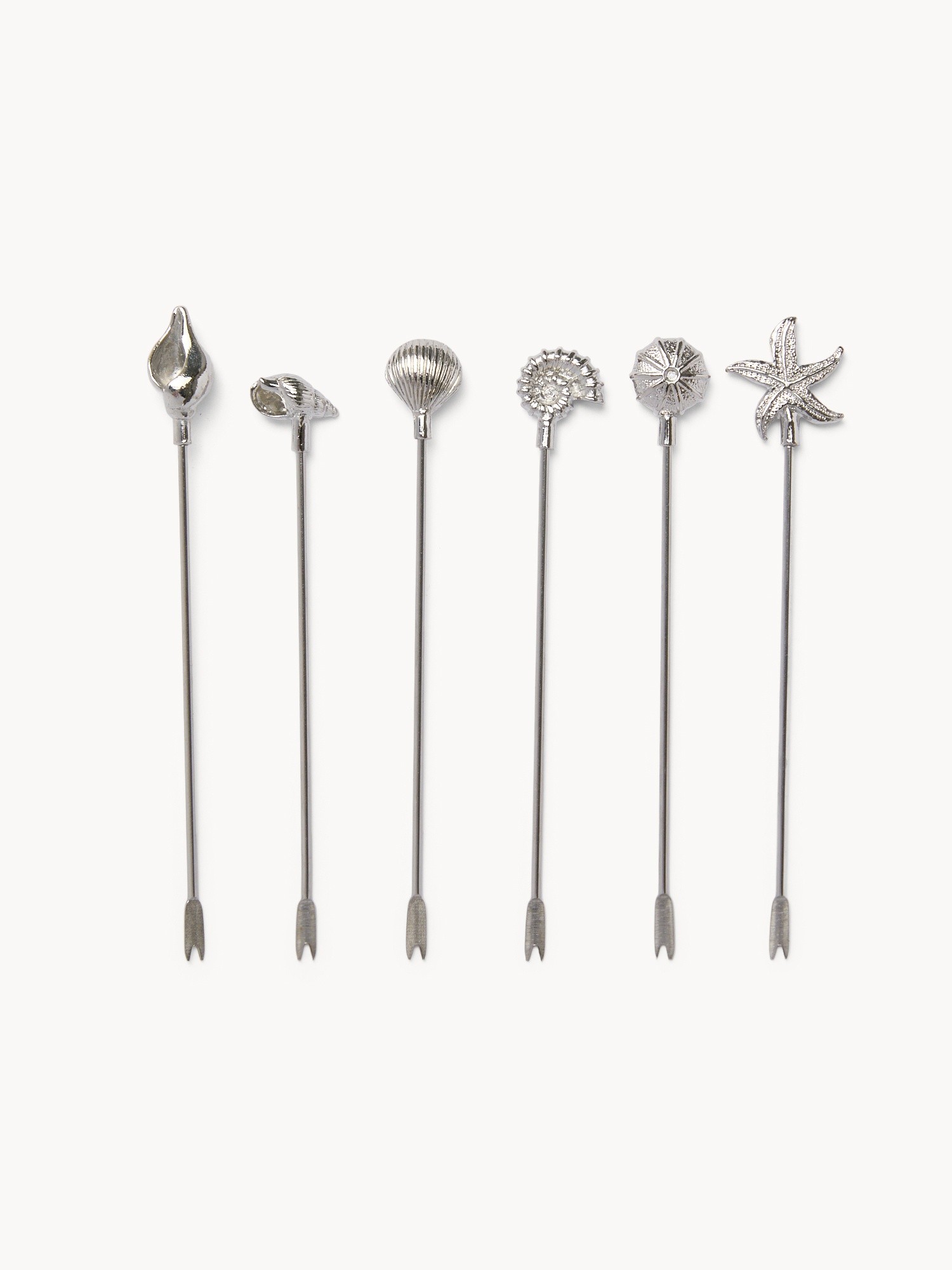 Set of 6 metal appetizer forks, Argentato, large image number 0