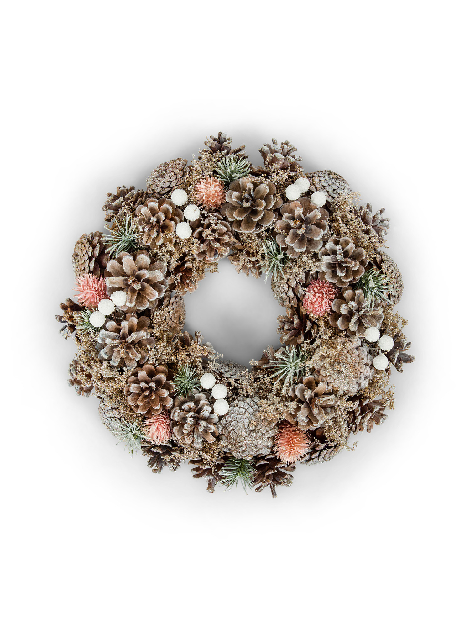 Decorative wreath with pine cones and berries, Pink, large image number 0