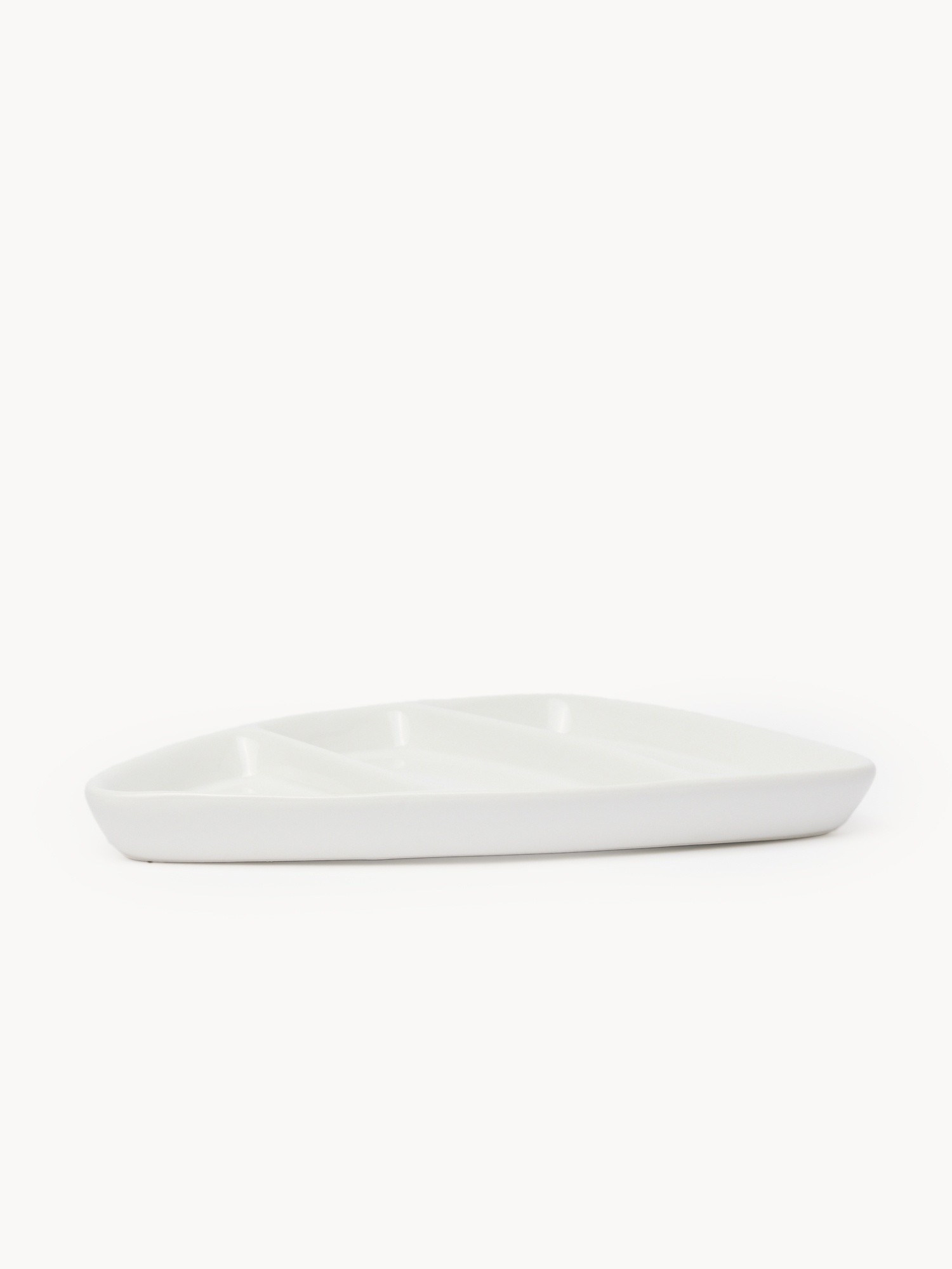Fan-shaped ceramic 3-course appetizer platter, White, large image number 0