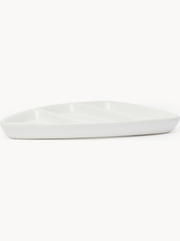 Fan-shaped ceramic 3-course appetizer platter