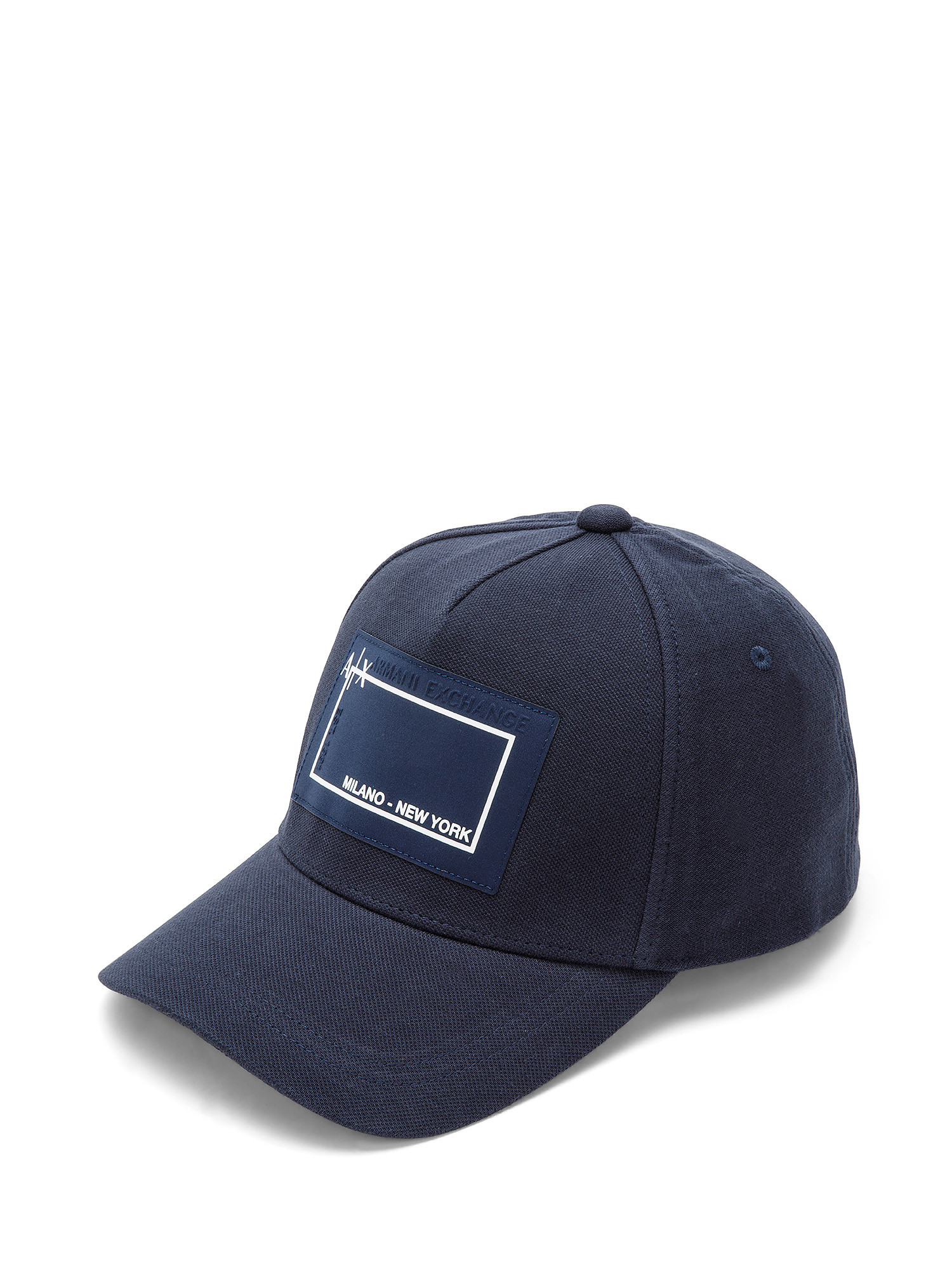 Armani Exchange - Cappello in piquet di cotone con visiera, Blu scuro, large image number 0
