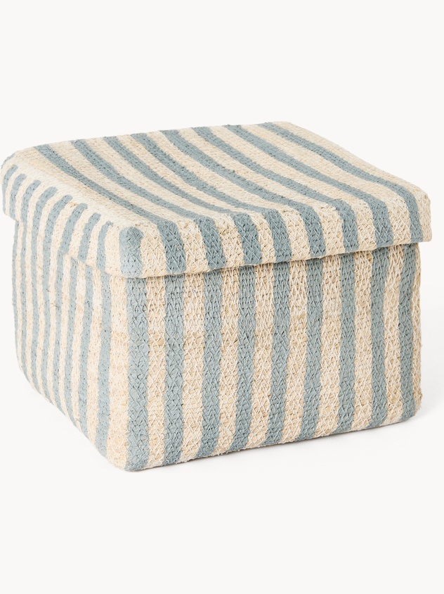 Cesto con coperchio intrecciato e dipinto a mano