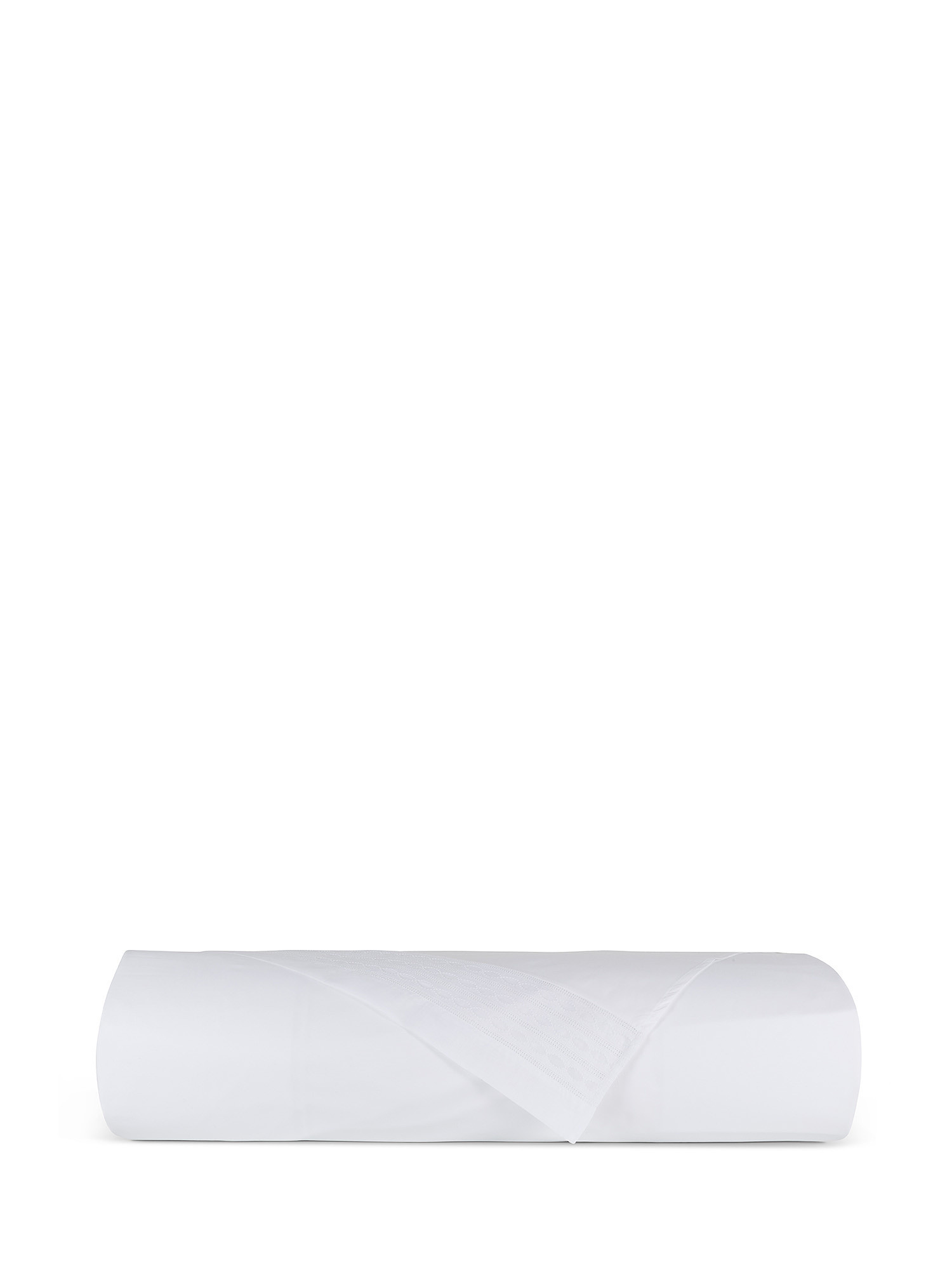 Lenzuolo liscio puro cotone con bordo ricamato Portofino, Bianco, large image number 1