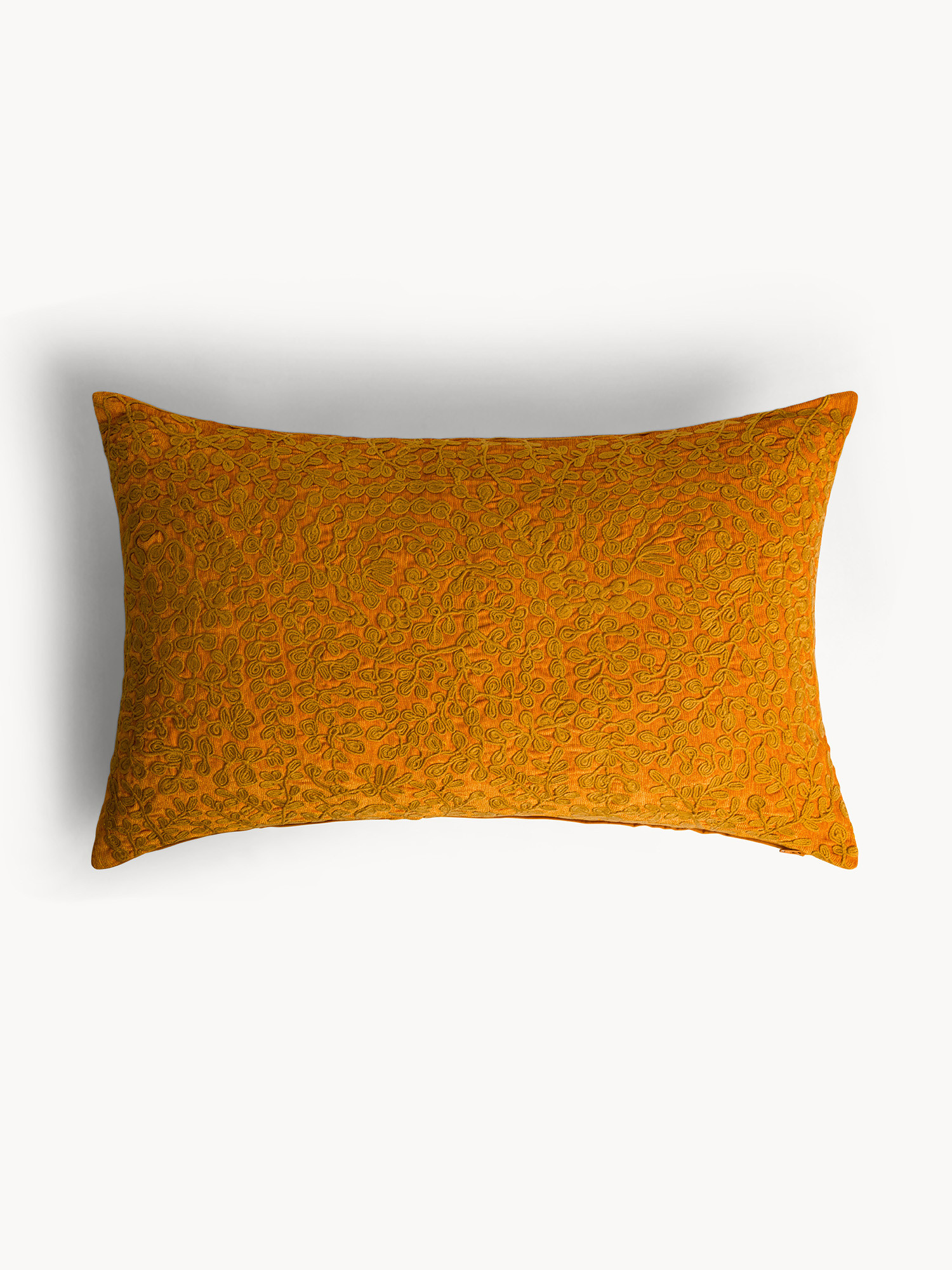 45x65 cm chenille cushion with floral embroidery, Ocra Yellow, large image number 0