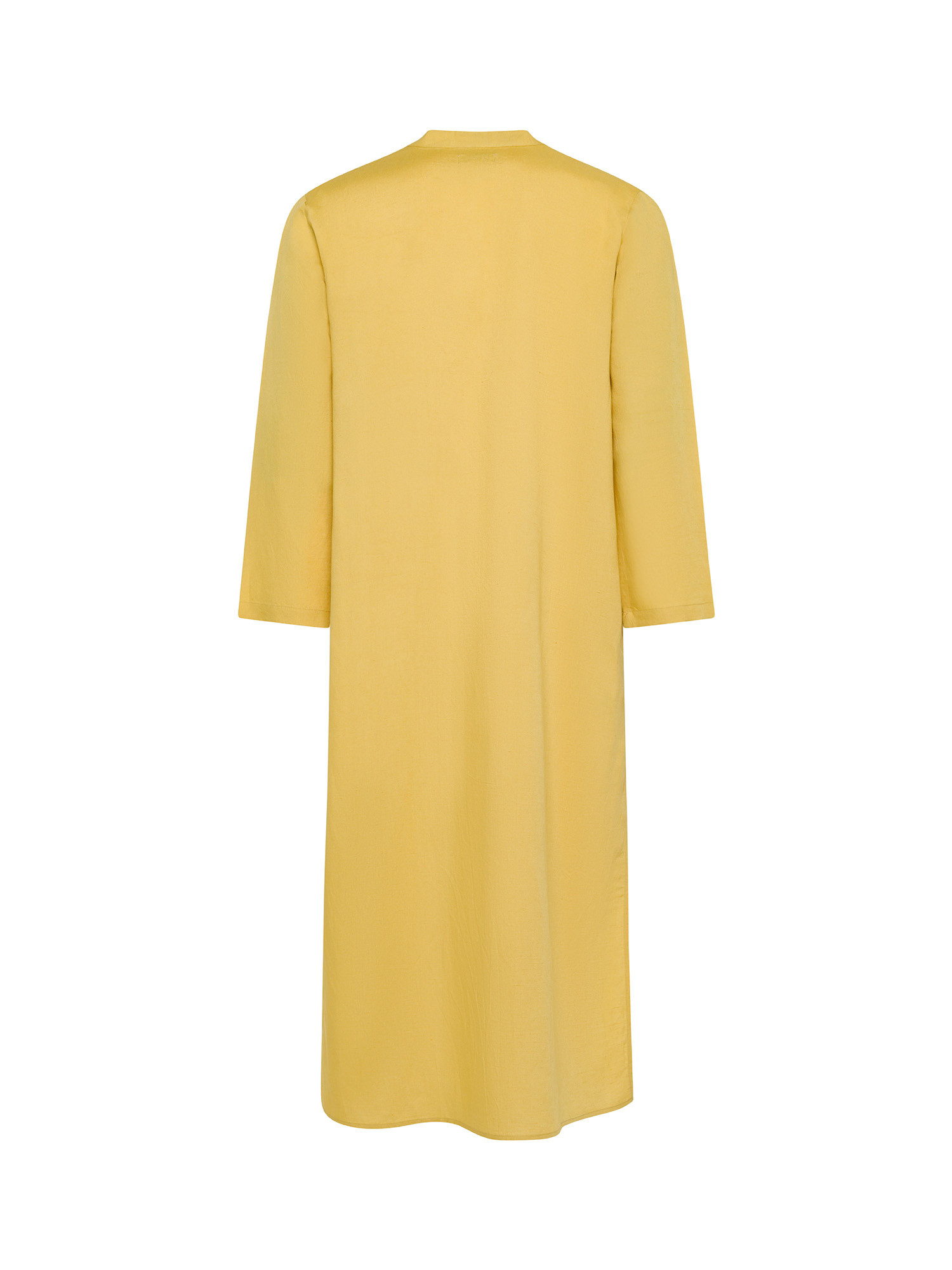 Long caftan in linen and viscose, Light Yellow, large image number 1