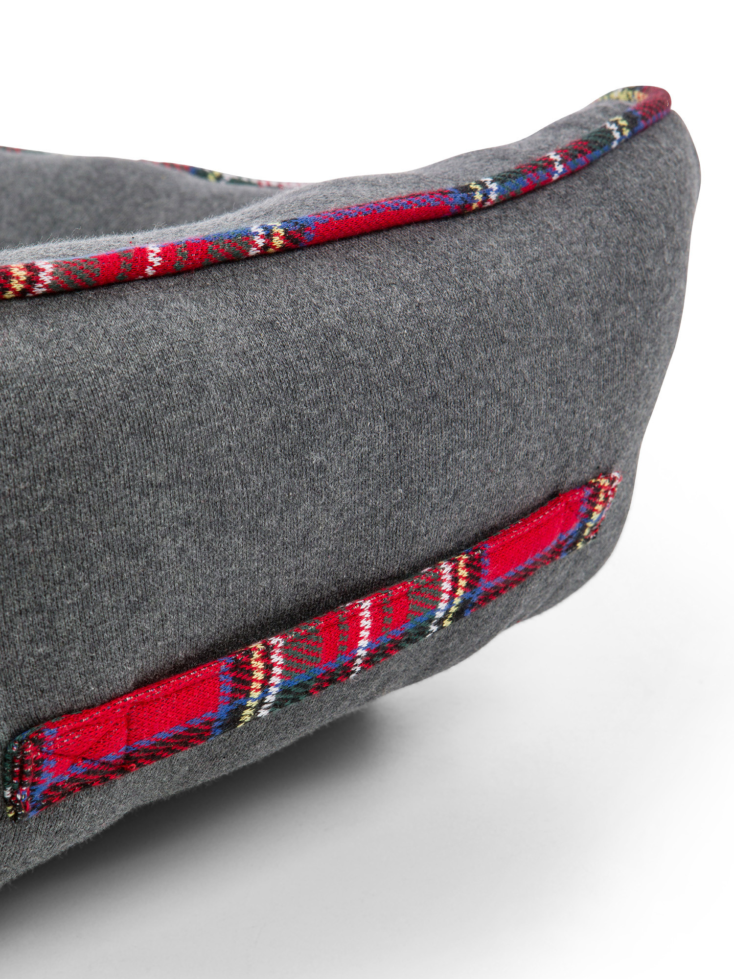 Cotton dog bed with tartan piping, Grey, large image number 1