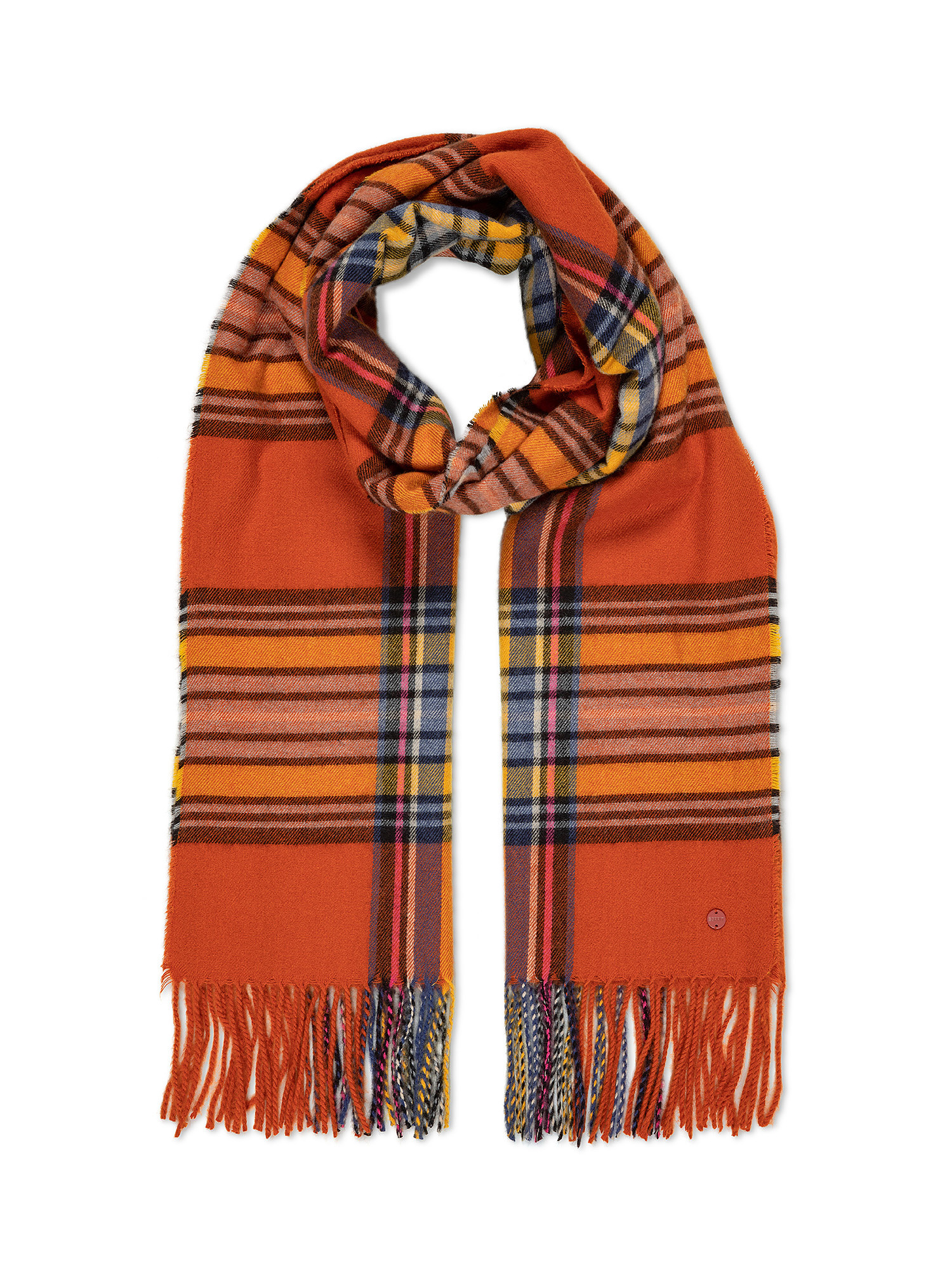 Square scarf with fringes, Orange, large image number 0
