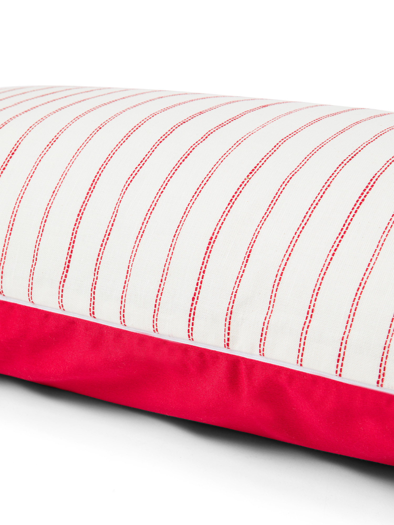 Striped cotton blend cushion, Red, large image number 2