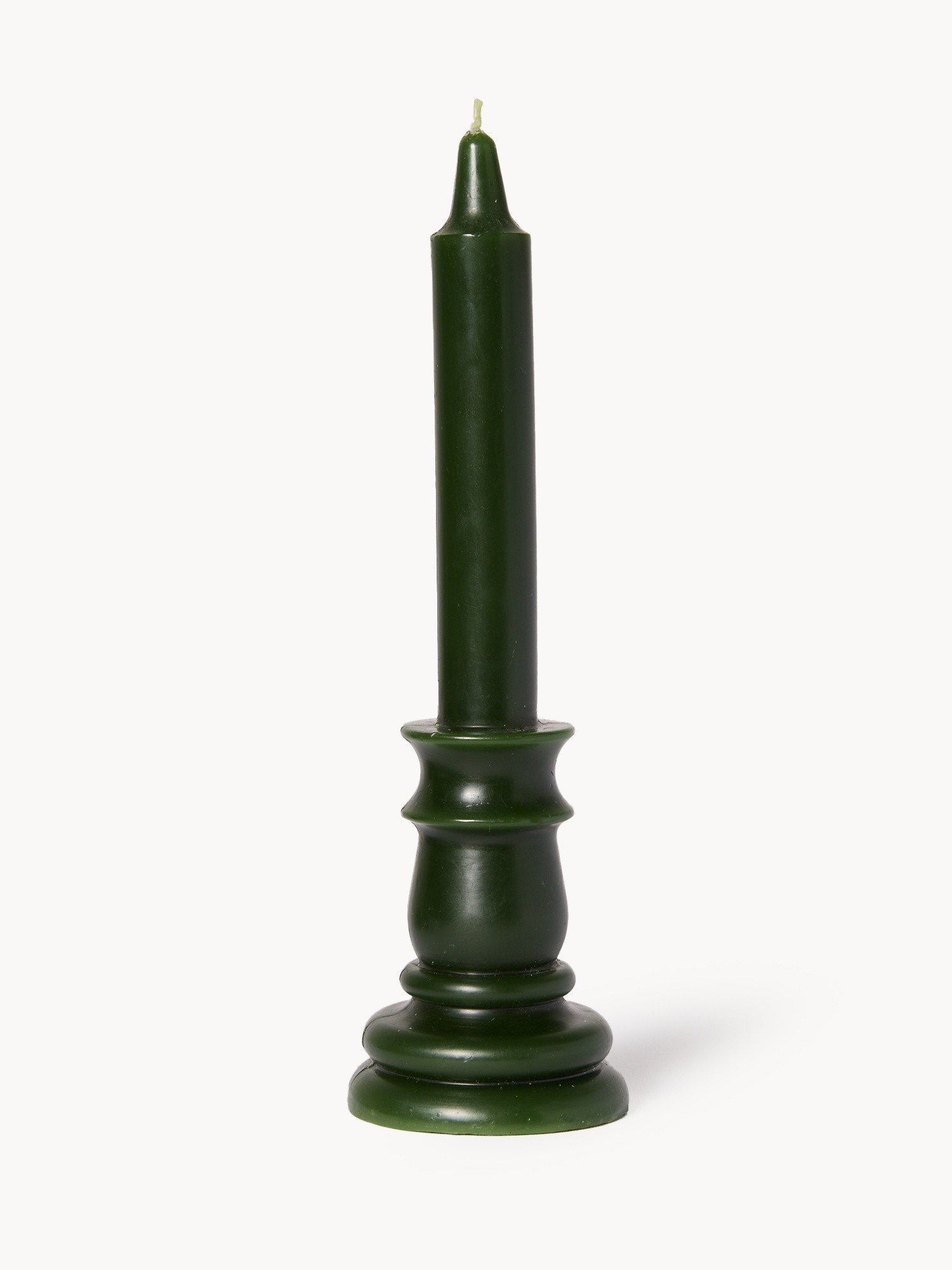 Candela con portacandela in cera, Verde, large image number 0