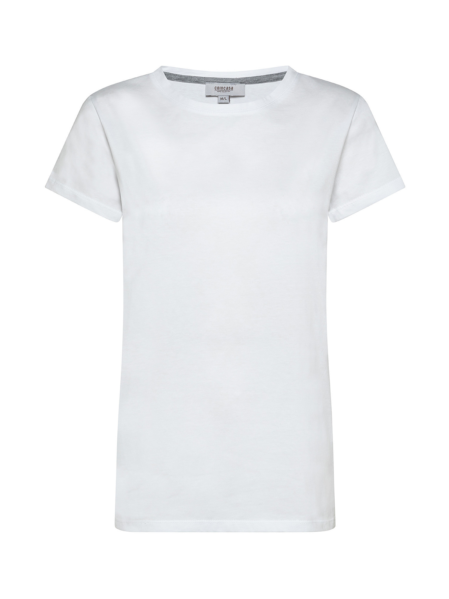 T-shirt basic puro cotone tinta unita, Bianco, large image number 0