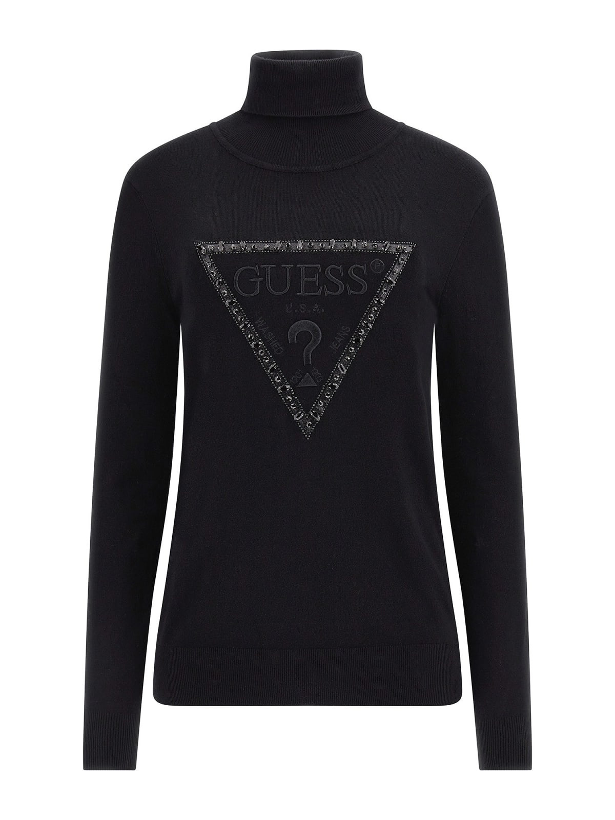 Triangle logo sweater with rhinestones, Black, large image number 0