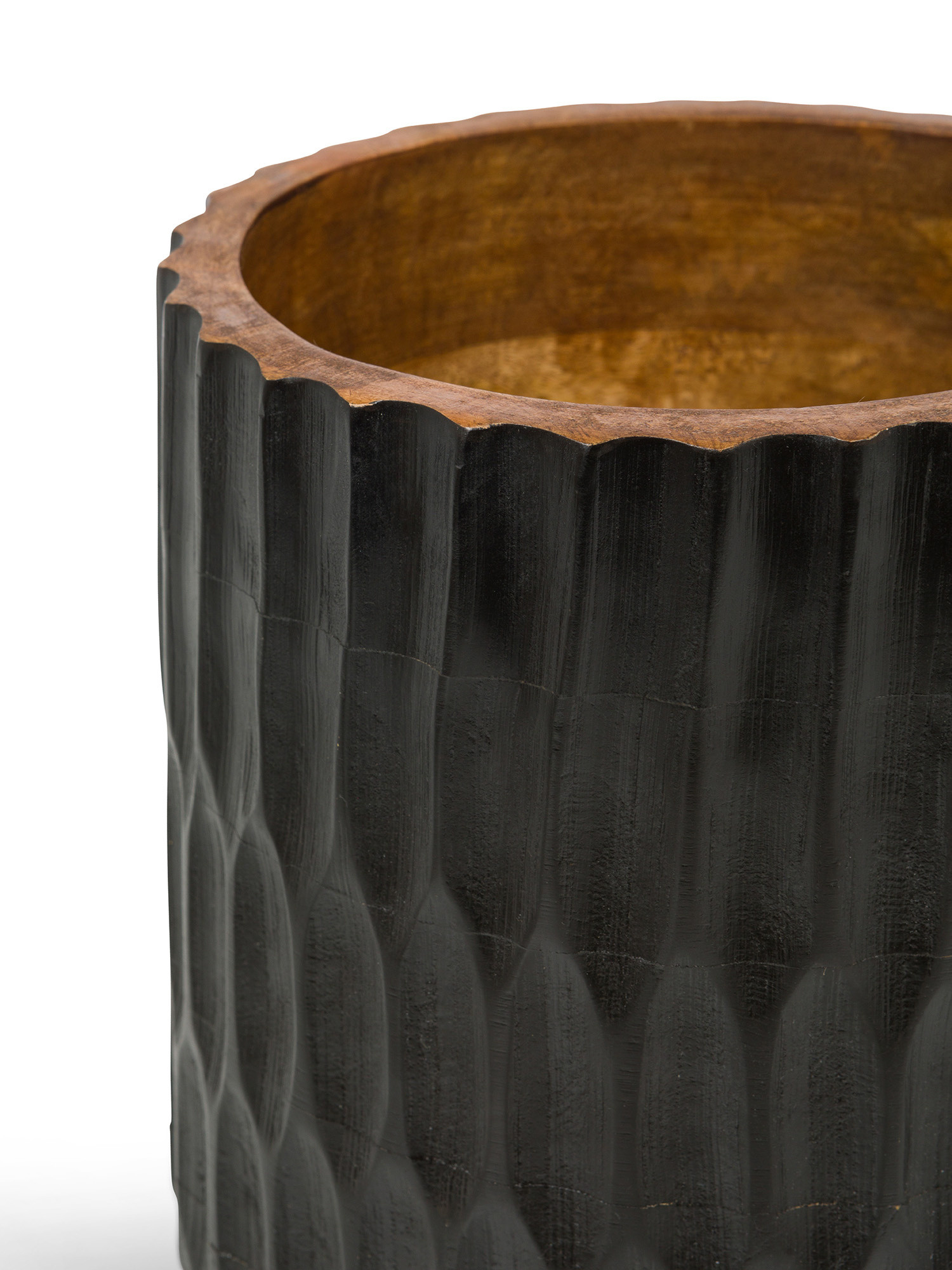 Carved mango wood vase cover, Black, large image number 1