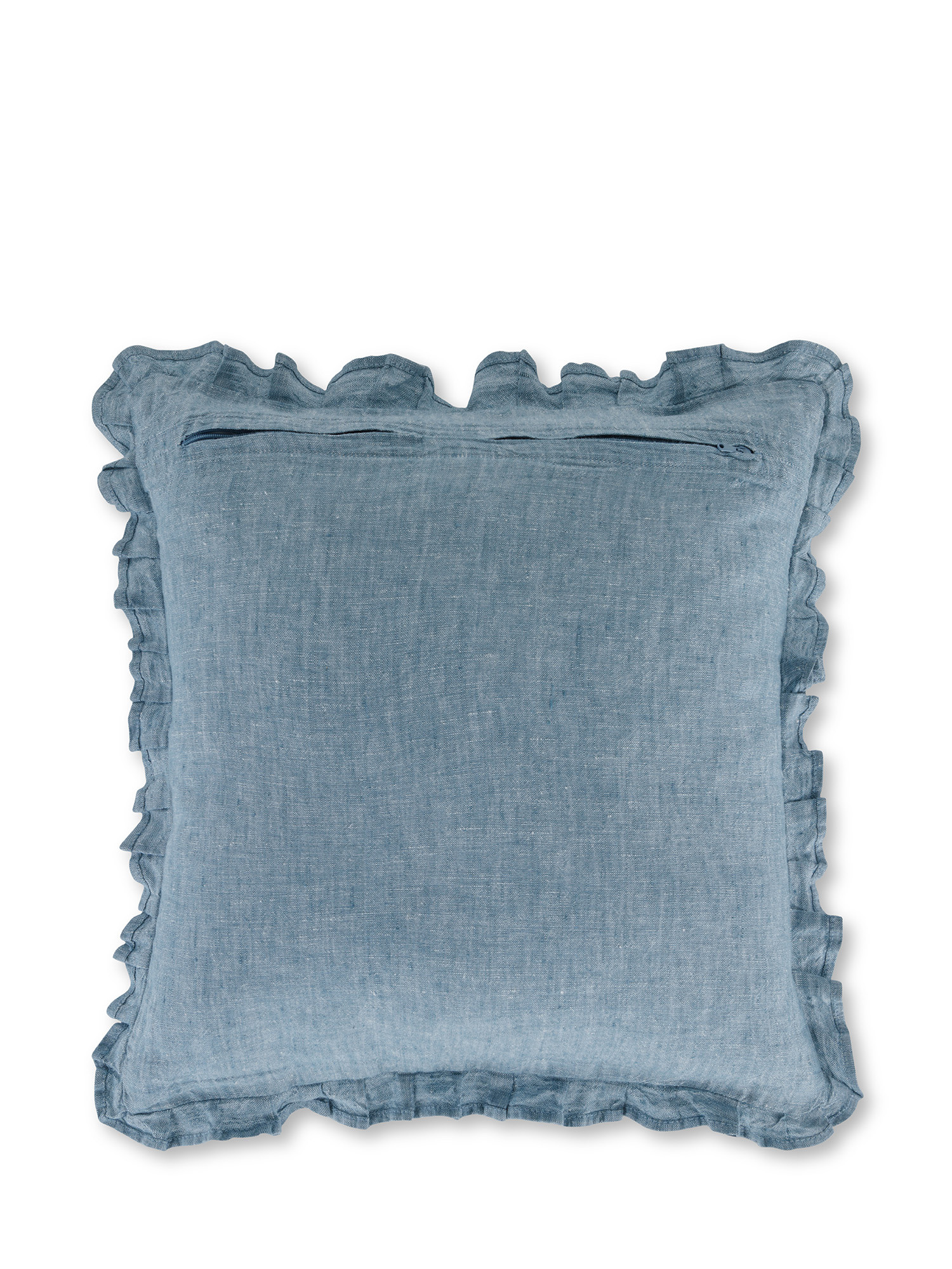 Cuscino rigato in puro lino 40x40 cm, Azzurro, large image number 1