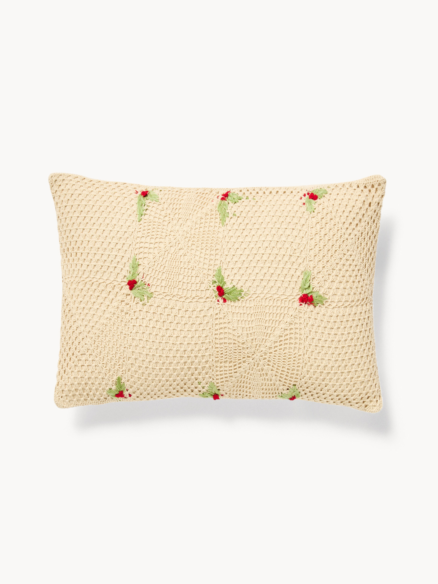 Cuscino 35x50 crochet agrifoglio, Bianco, large image number 0