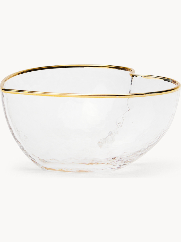 Heart-shaped glass bowl