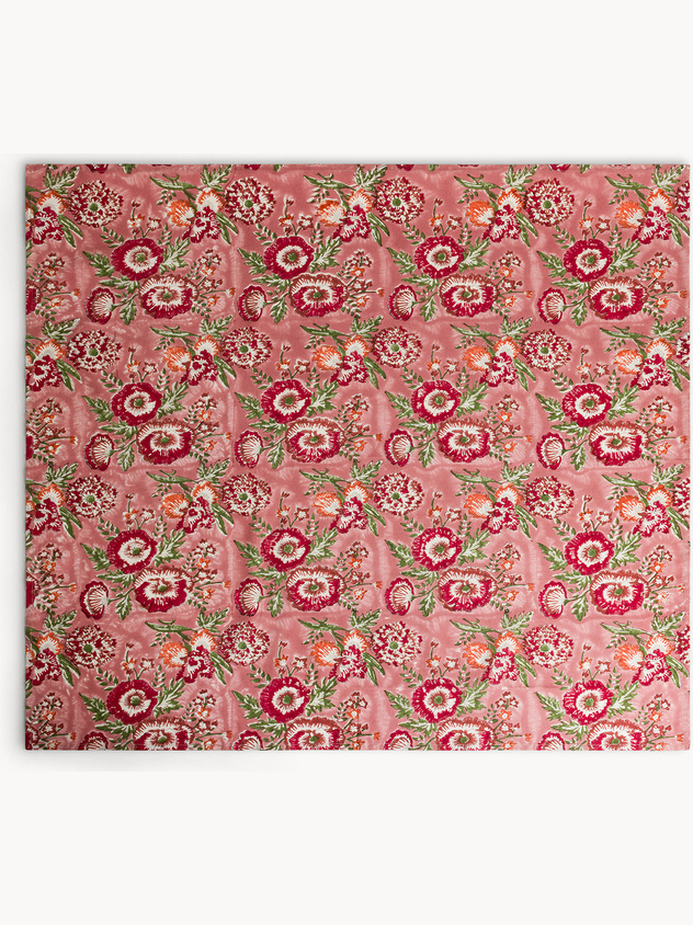 Pure cotton centerpiece with floral block print