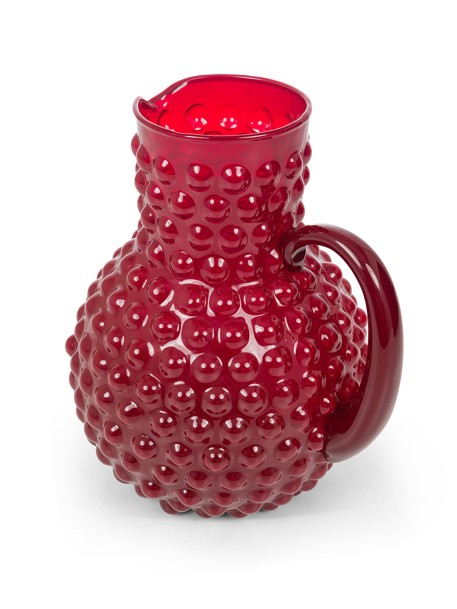 Bubble effect glass carafe, Red, large image number 1