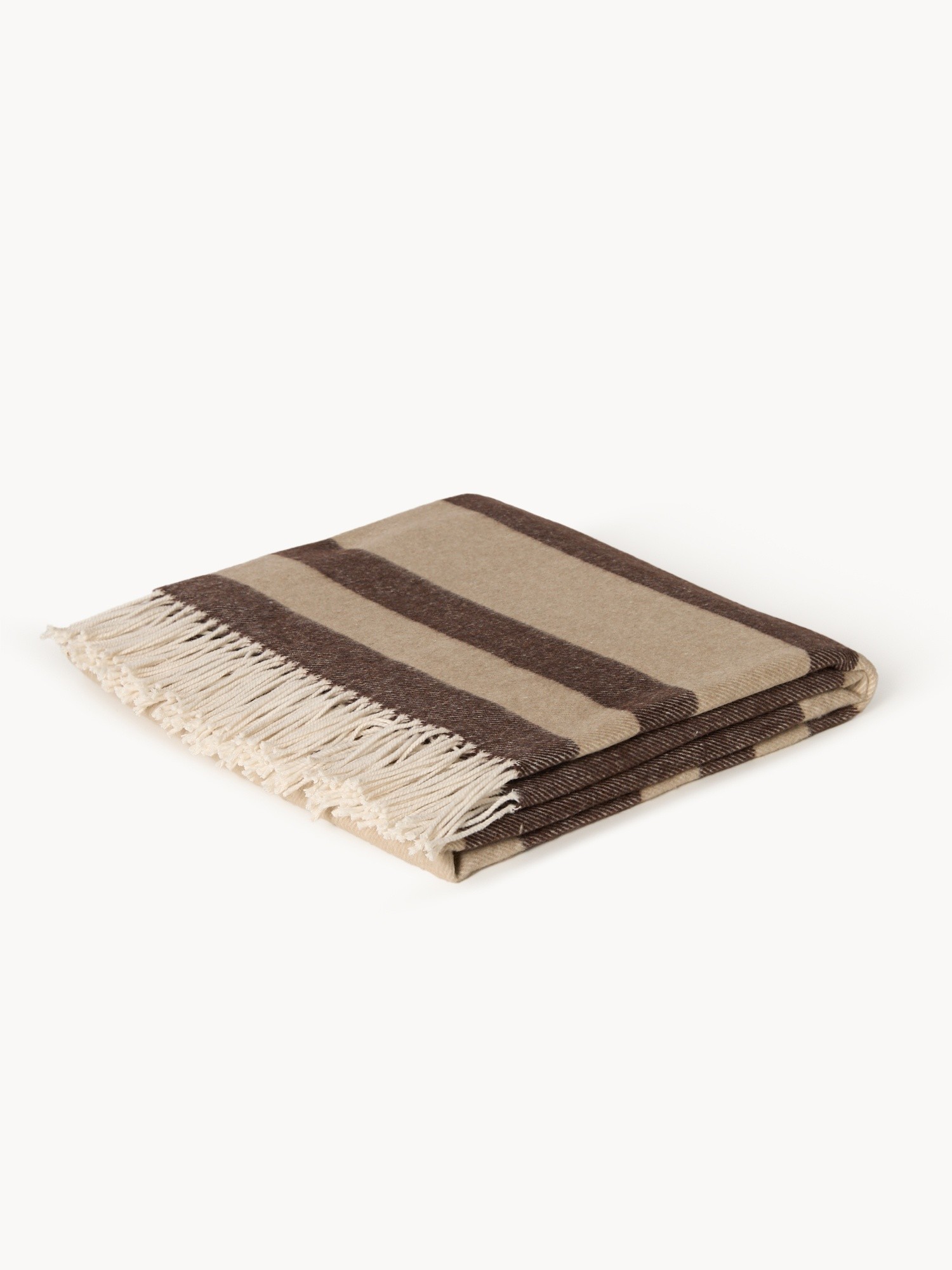 Plaid in misto cotone a righe, Beige/Marrone, large image number 0