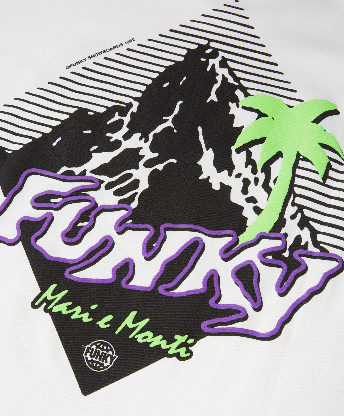 Funky - T-shirt girocollo con stampa mari e monti, Bianco, large image number 2