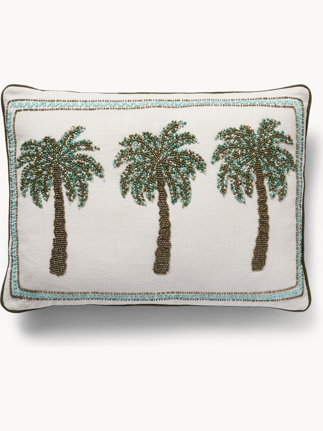 Cuscino con ricamo pesci e perline 35x50cm