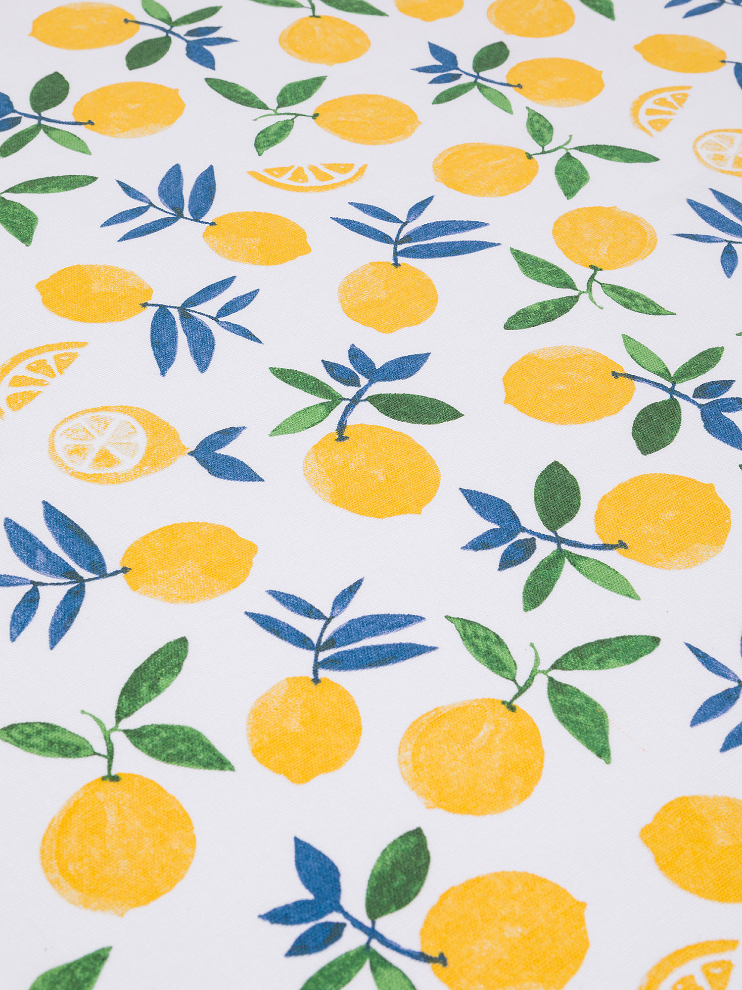 Cotton tablecloth with lemon print, White, large image number 1