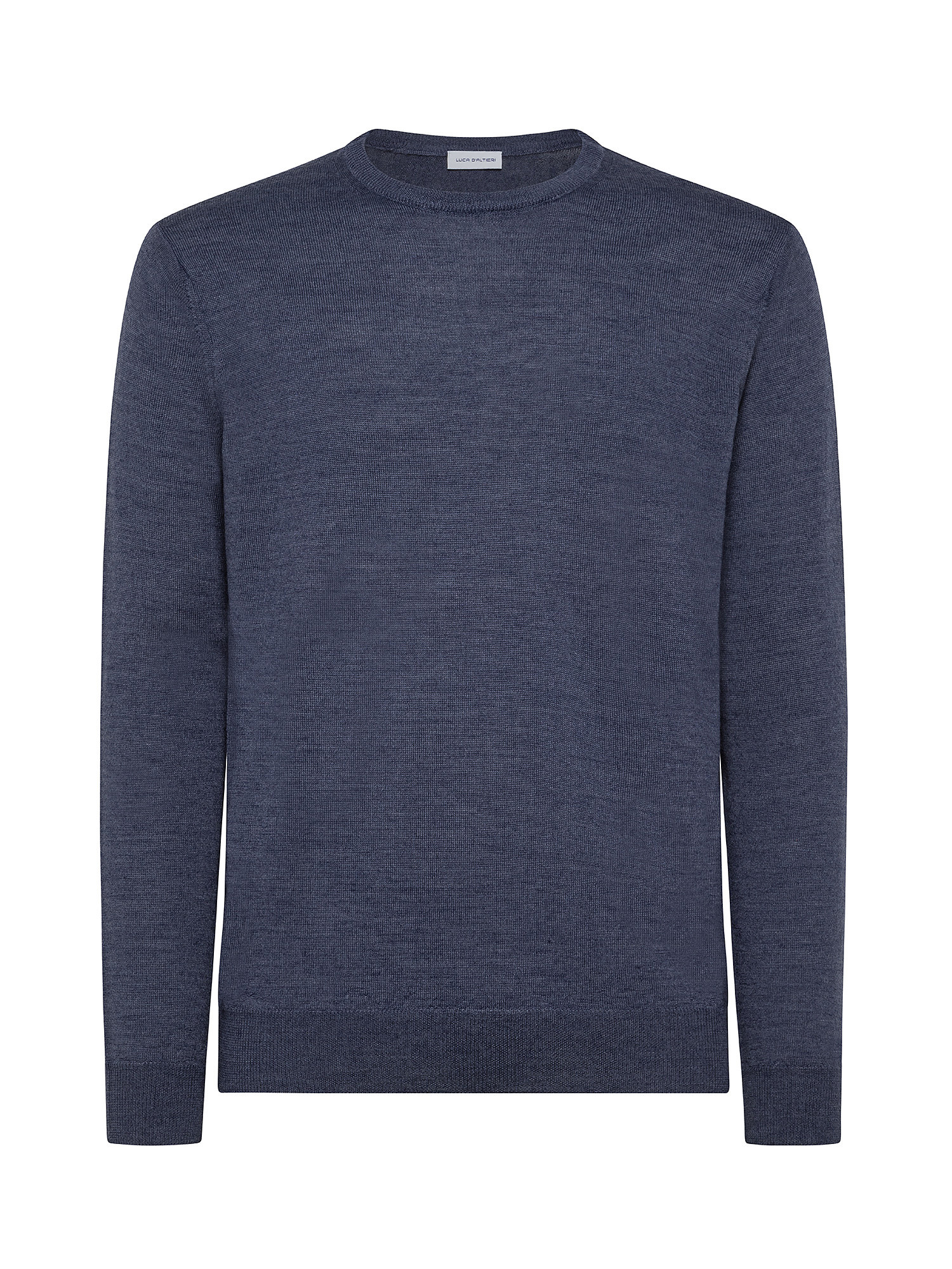 Merino Blend crewneck sweater - Machine washable, Denim, large image number 0