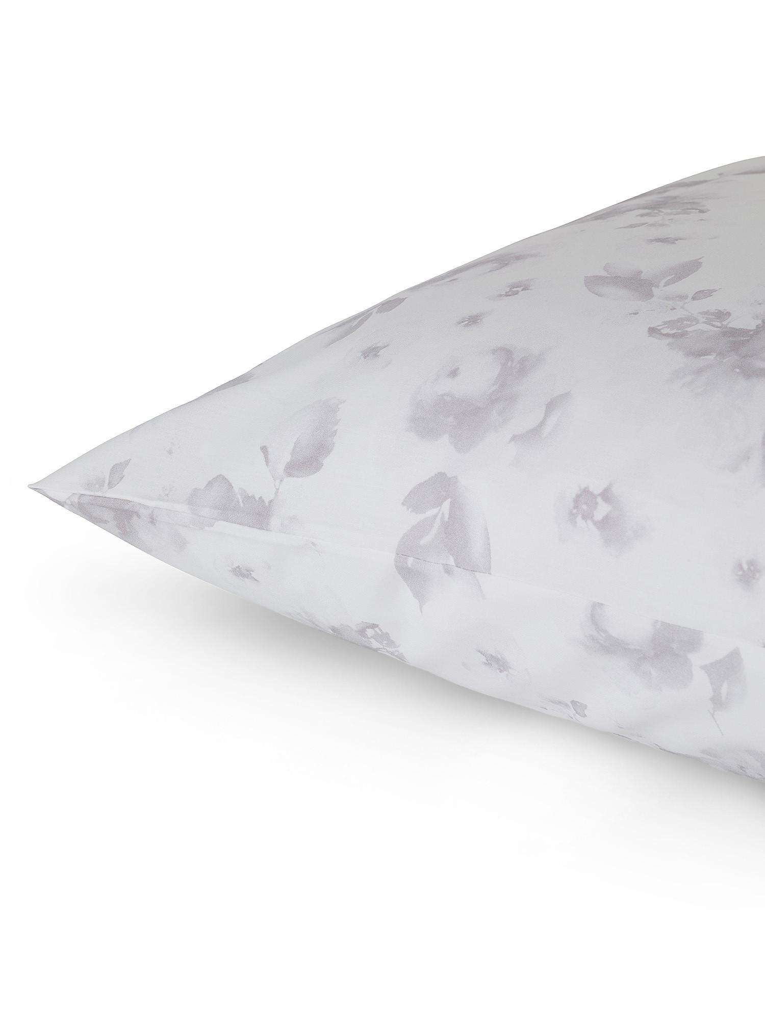 Portofino floral pattern cotton percale pillowcase, White, large image number 1