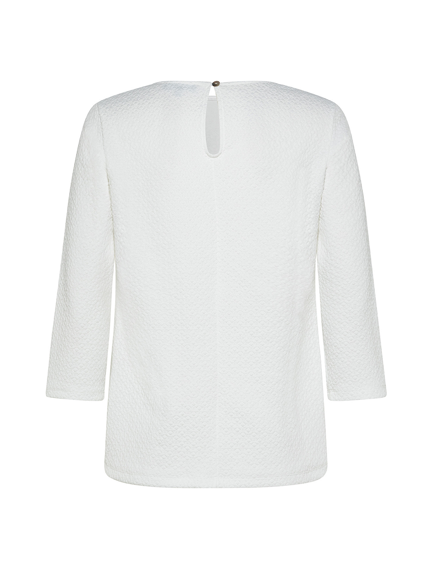 T-shirt girocollo effetto goffrato, Bianco, large image number 1