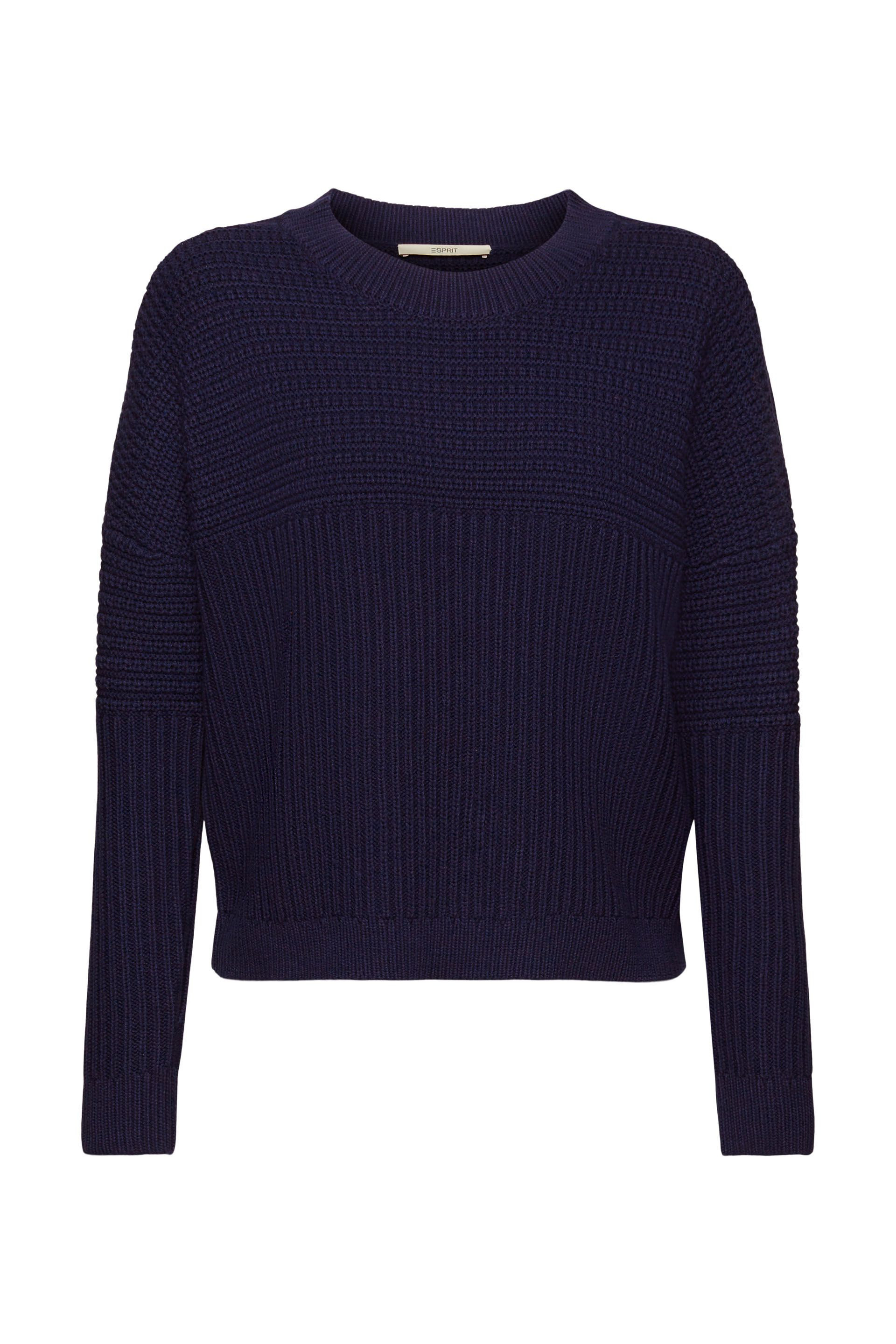 Esprit - Chunky knit pullover in cotton blend, Dark Blue, large image number 0