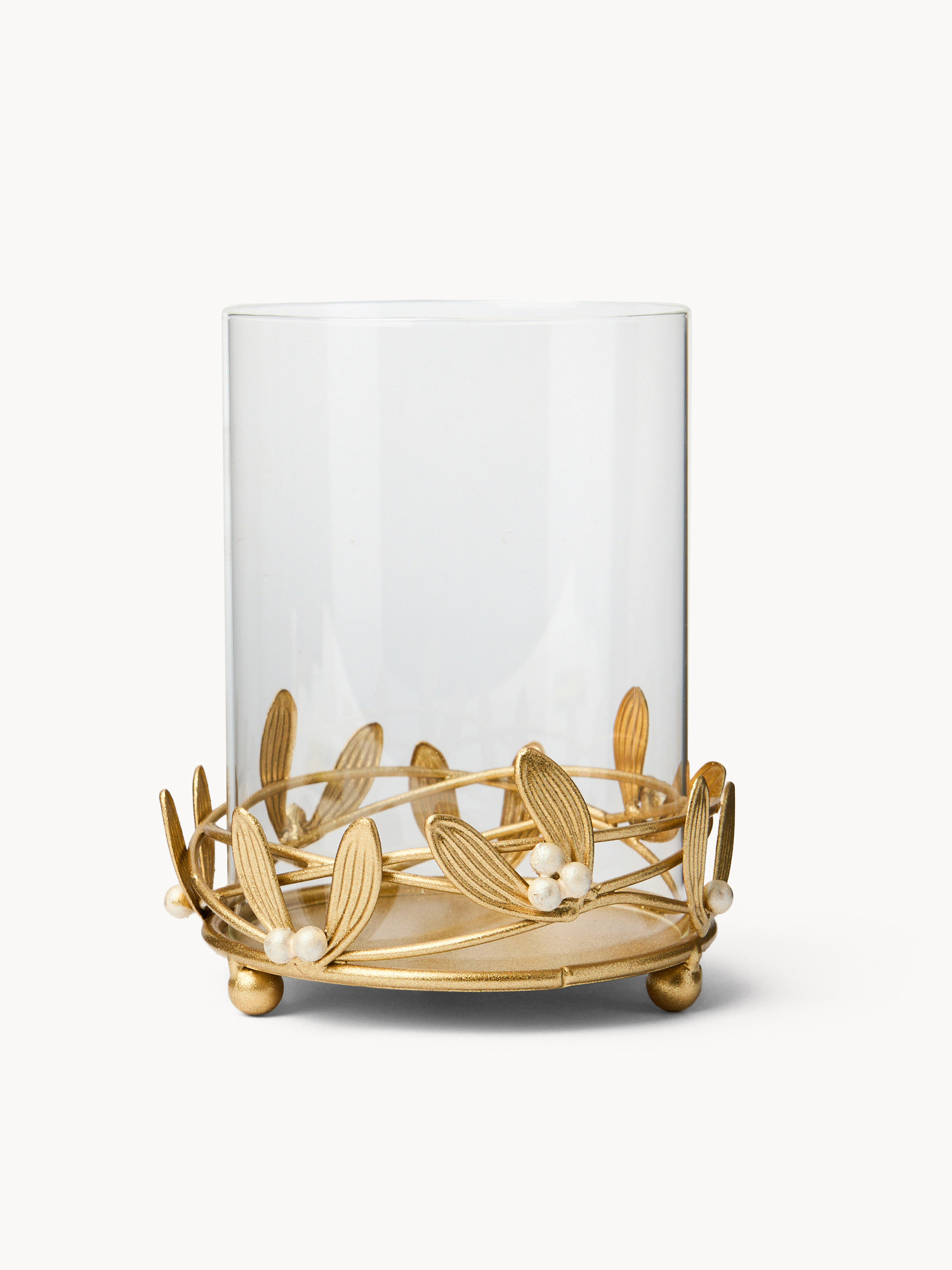 Antivento con cilindro in vetro, Oro, large image number 0