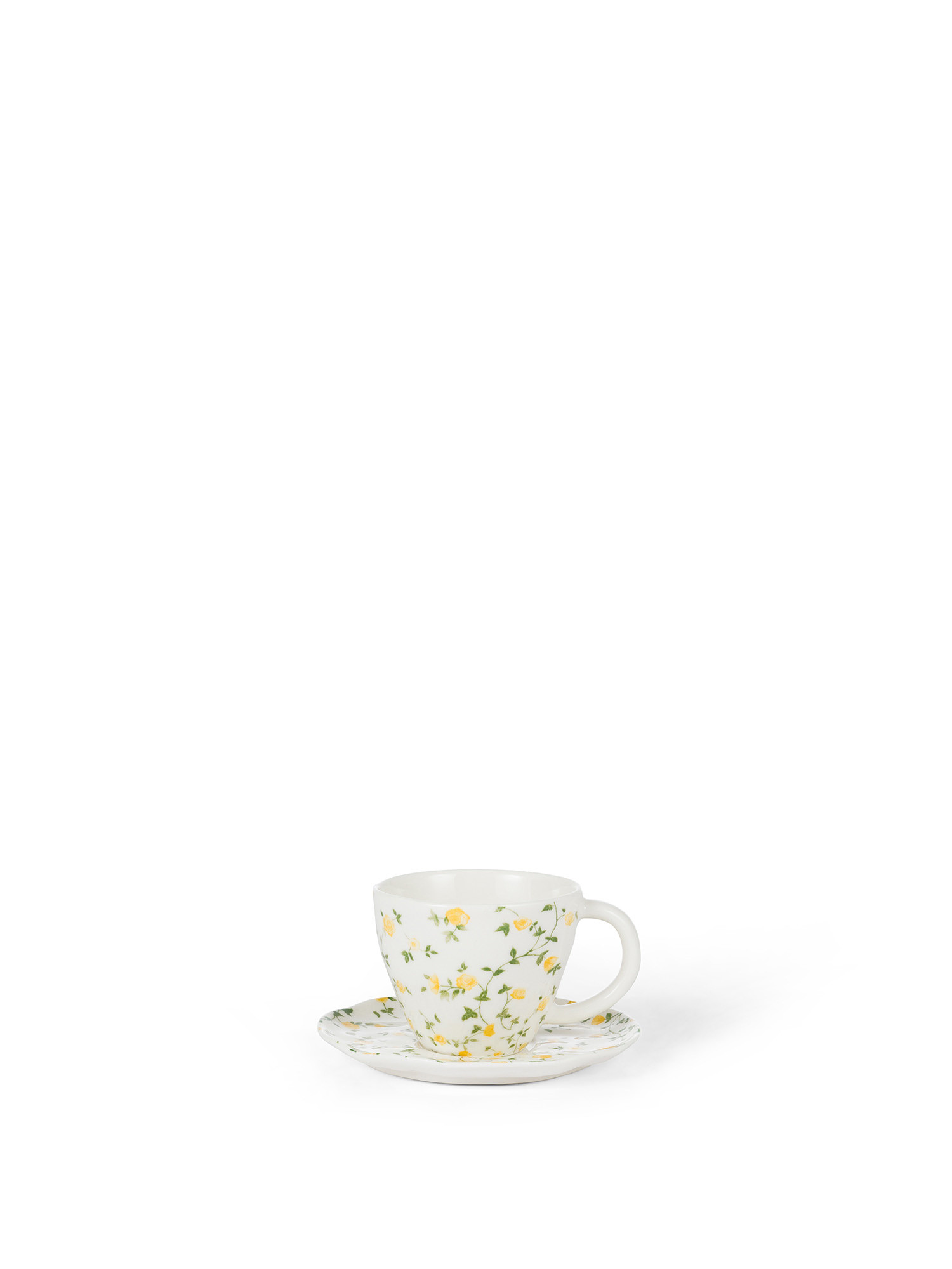 Porcelain coffee cup with flower motif, White, large image number 0