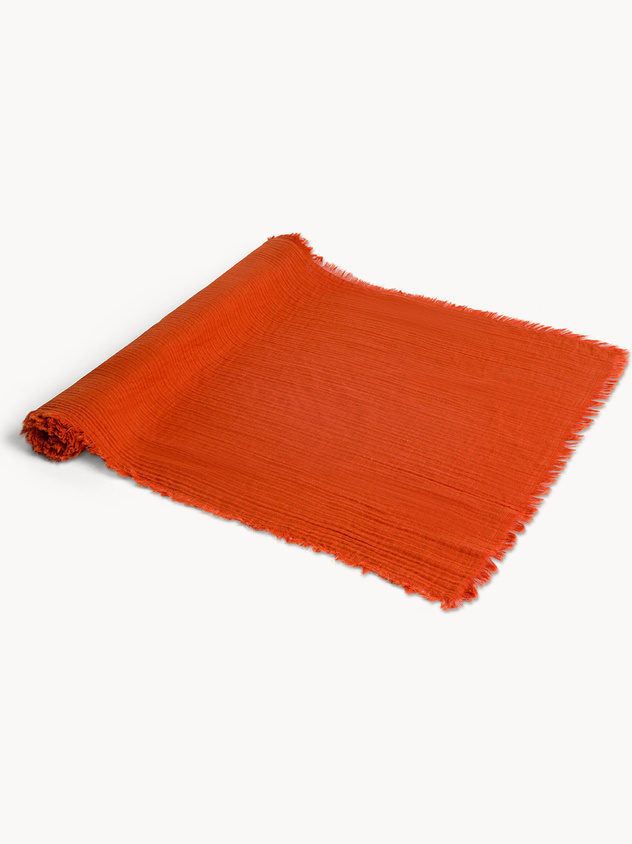 Pure cotton muslin tablecloth with fringes