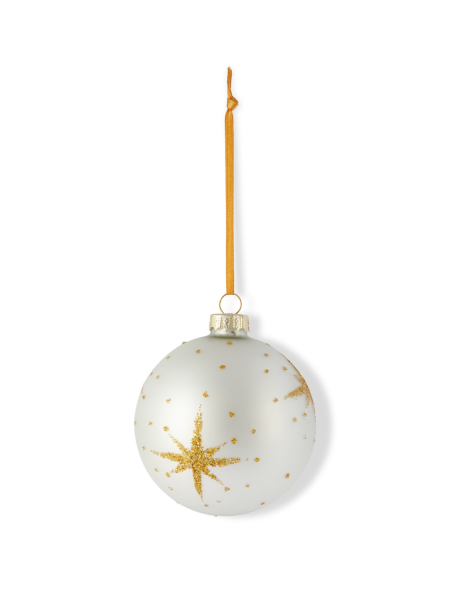 Hand decorated glass sphere with stars, White 1, large image number 0