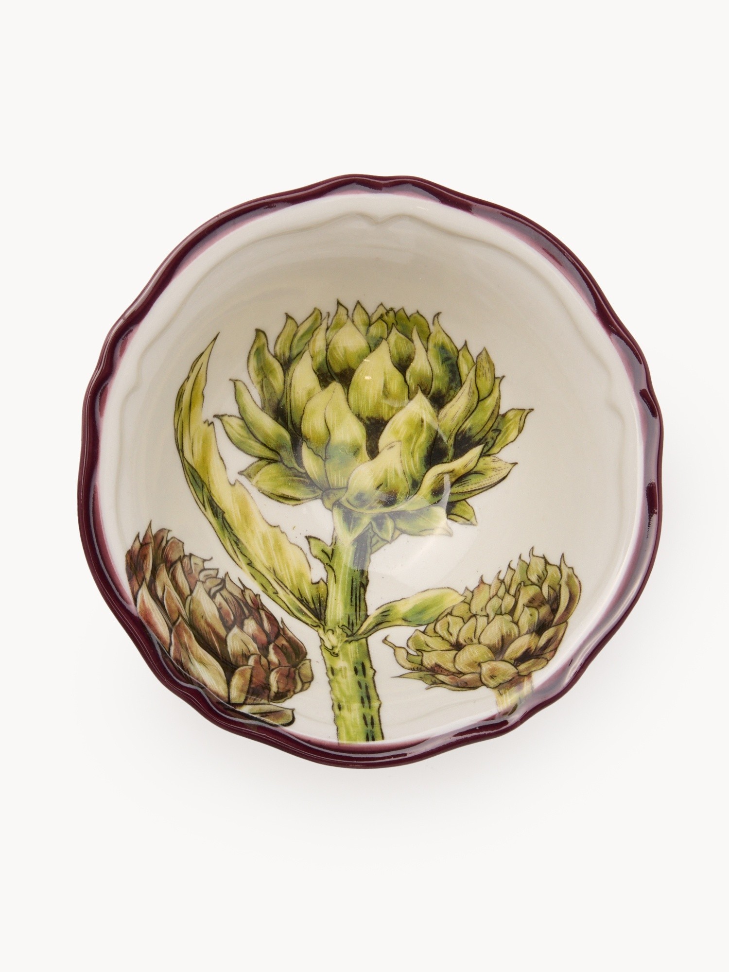 Coppetta in stoneware decoro carciofi, Bianco 1, large image number 1