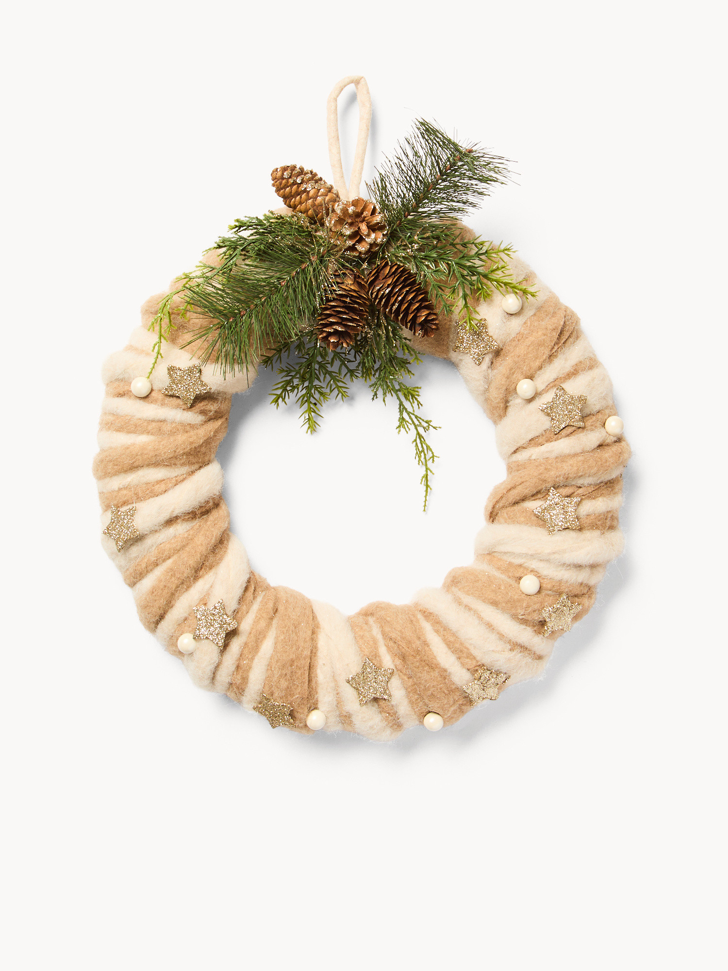 Felt Wreath, White, large image number 0