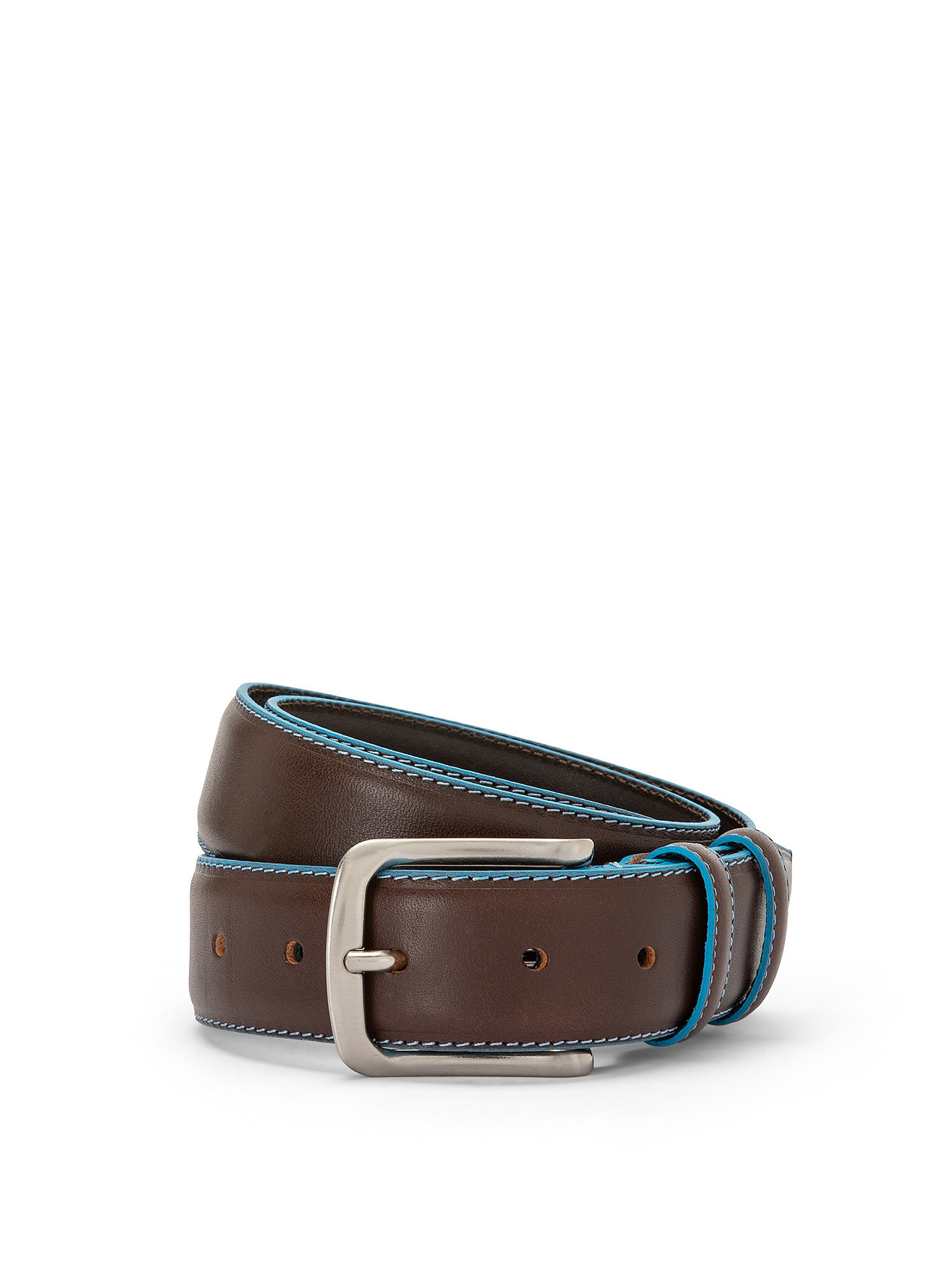 Solid color genuine leather belt, Brown, large image number 0