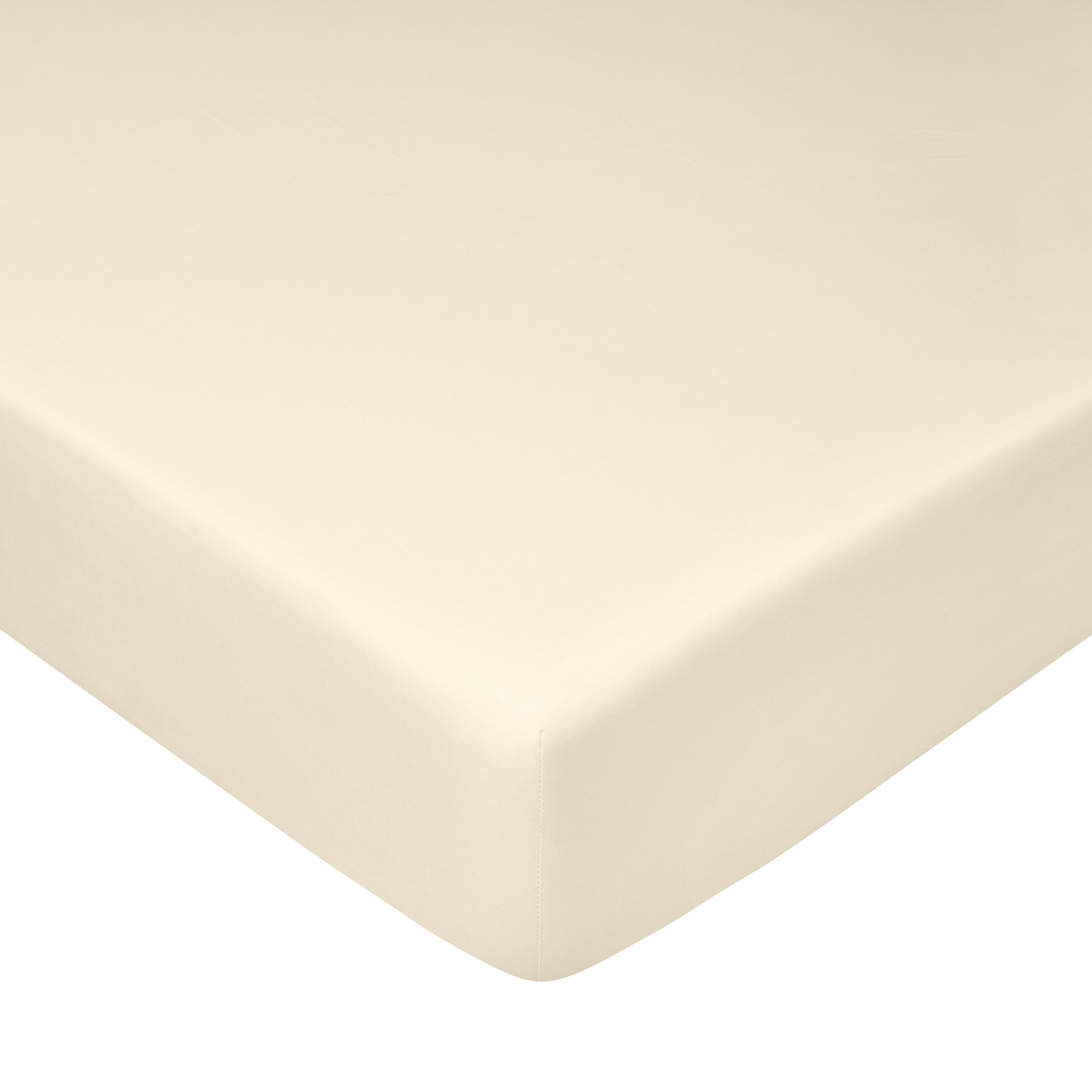 Zefiro solid colour fitted sheet in percale., White Ivory, large image number 0