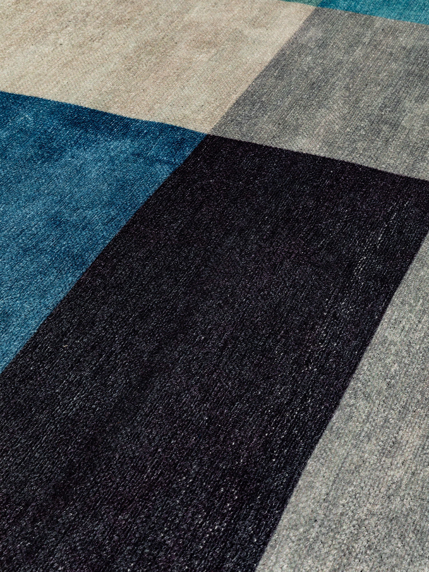 Tappeto in misto cotone motivo geometrico, Blu, large image number 1