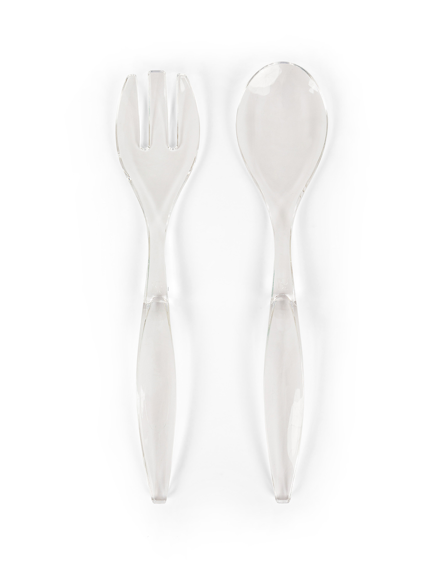 Set of 2 transparent plastic cutlery, Transparent, large image number 0