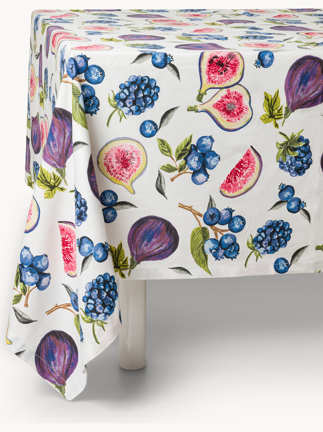 Pure cotton panama tablecloth with fig print